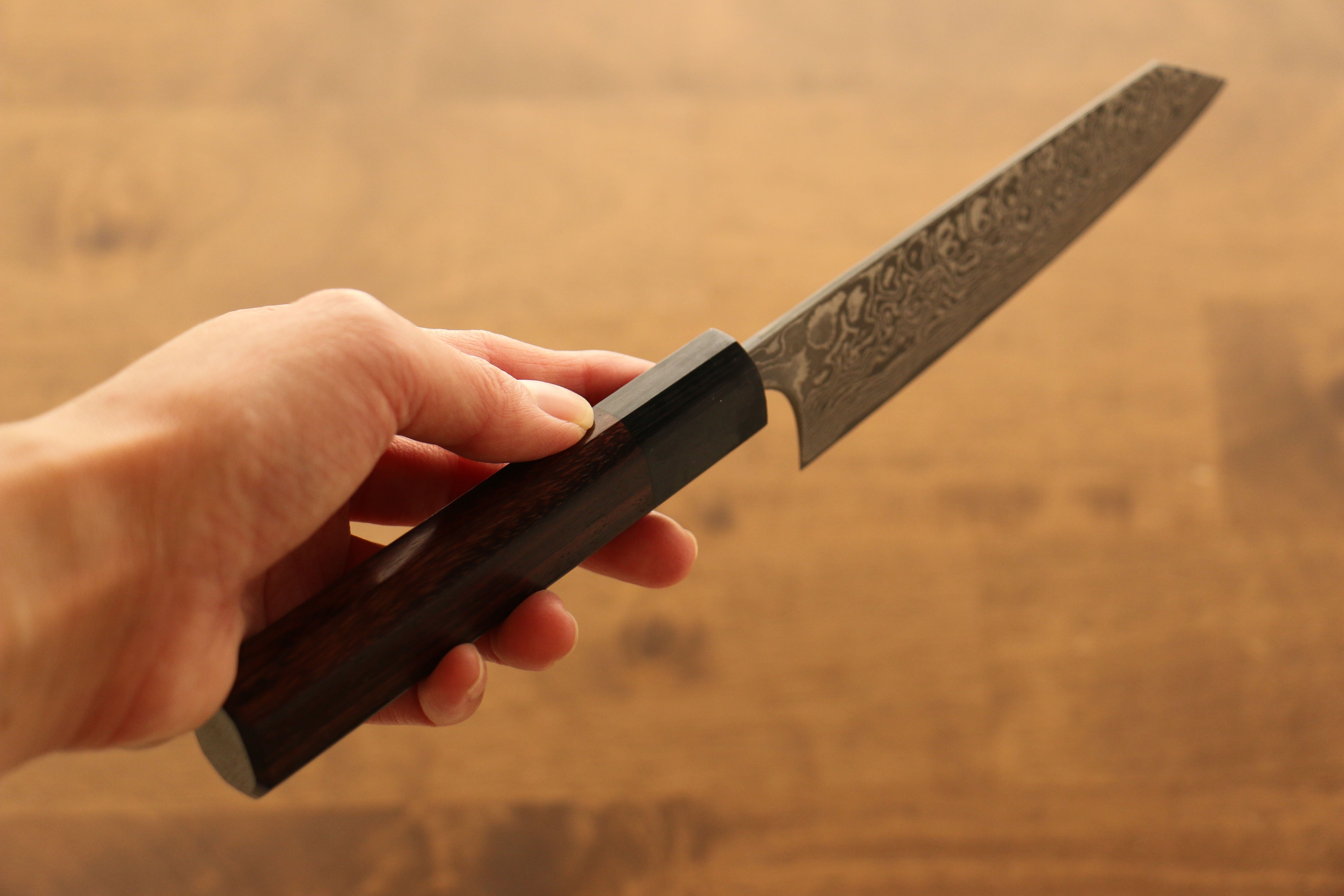 Masakage Kumo VG10 Damascus Small Bunka Knife 120mm with Shitan Handle - Premium Japanese Kitchen Knife for Slicing, Dicing & Precision Cutting