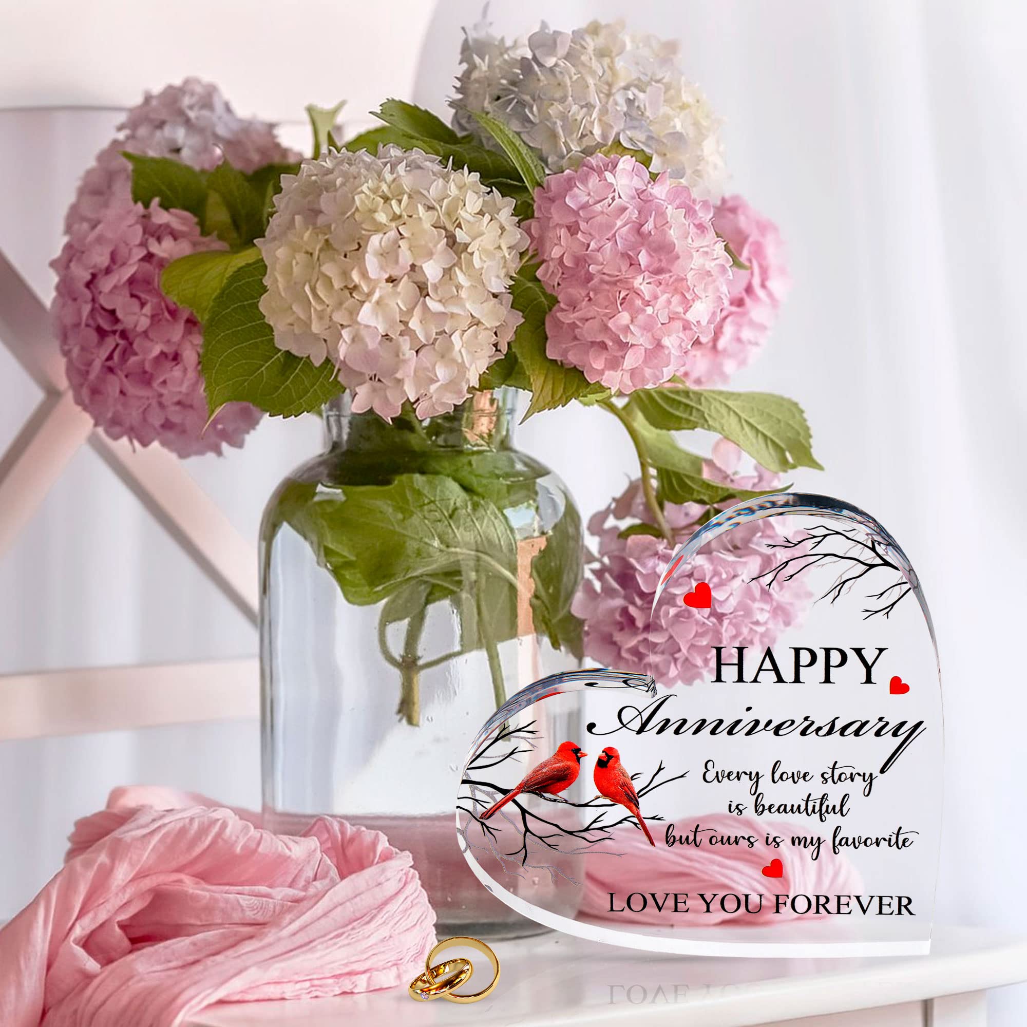 Romantic Acrylic Heart Wedding Anniversary Gift for Wife, Husband - Sentimental Couples Gift for Boyfriend, Girlfriend - Perfect for Anniversaries, Valentine's Day & Special Occasions