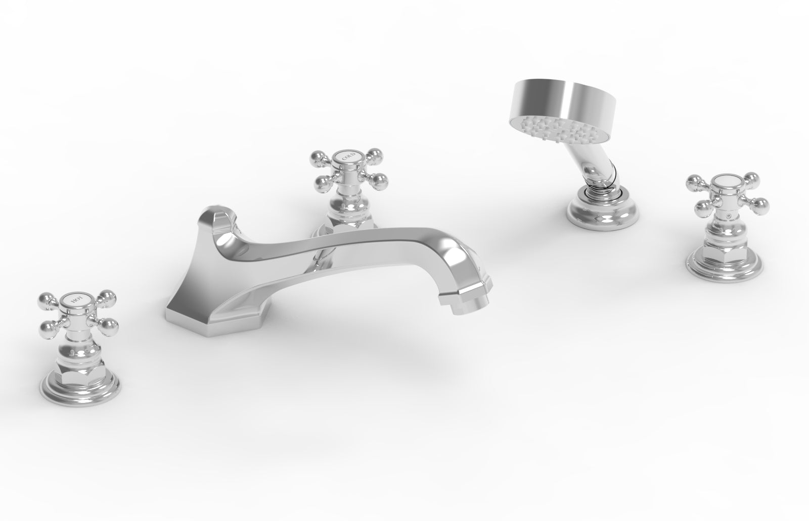 HEX TRADITIONAL Deck Mounted Bathtub Set with Hand Shower - 500 48 - Perfect for Bathroom Renovation & Spa-Like Relaxation at Home