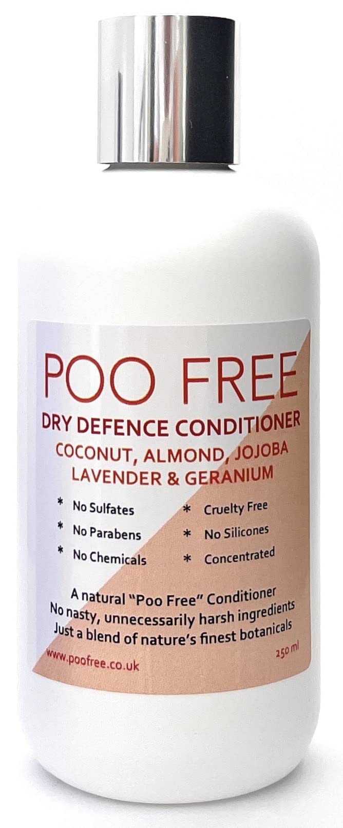 POO FREE 99% Natural Conditioner for Dry Hair - Almond, Jojoba, Lavender & Geranium Infused | Sulfate, Paraben & Silicone Free | pH 5.5 Balanced for Sensitive Scalp | 8.5oz (250ml) | Perfect for Damaged, Frizzy Hair & Color-Treated Locks | Daily Hydration & Repair Treatment
