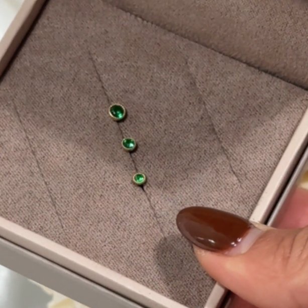 14K Solid Yellow Gold Emerald Flat Back Stud Earrings with Milgrain Detailing - Perfect for Weddings, Parties & Everyday Elegance