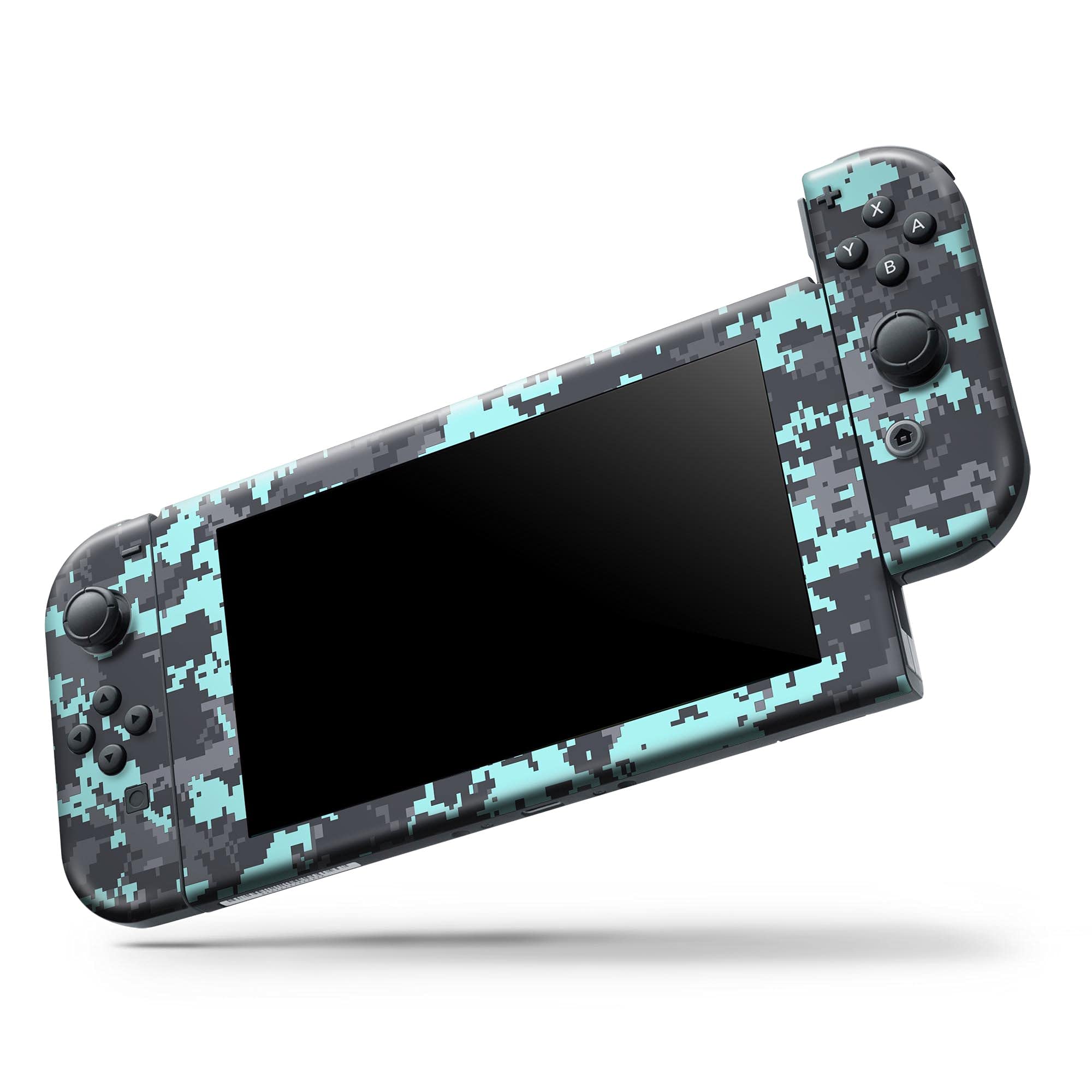 Nintendo Switch OLED Console Skin Decal - Light Blue & Gray Digital Camouflage Protective Vinyl Wrap Cover | Scratch-Resistant, Removable | Perfect for Gaming Protection & Personalization