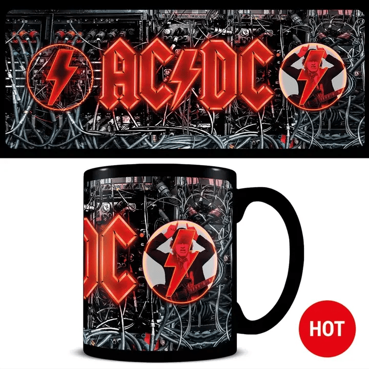 Heat Changing Mug - AC/DC Power Up Design - Color Changing Coffee Cup for Music Lovers - Perfect Gift for Rock Fans & Office Use