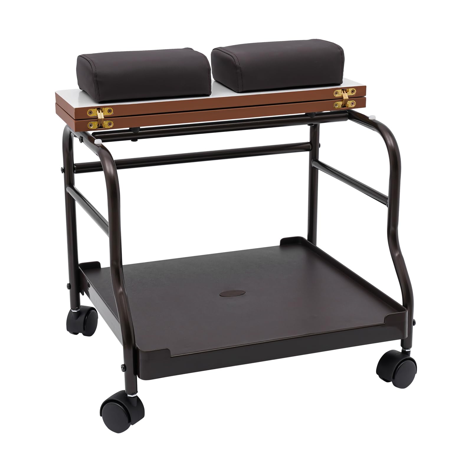 Professional Pedicure Cart with Wheels - Adjustable Foot Rest Stool for Manicure & Massage - Portable Salon Spa Station (Coffee Brown) - Perfect for Nail Salons, Home Spas & Beauty Treatments