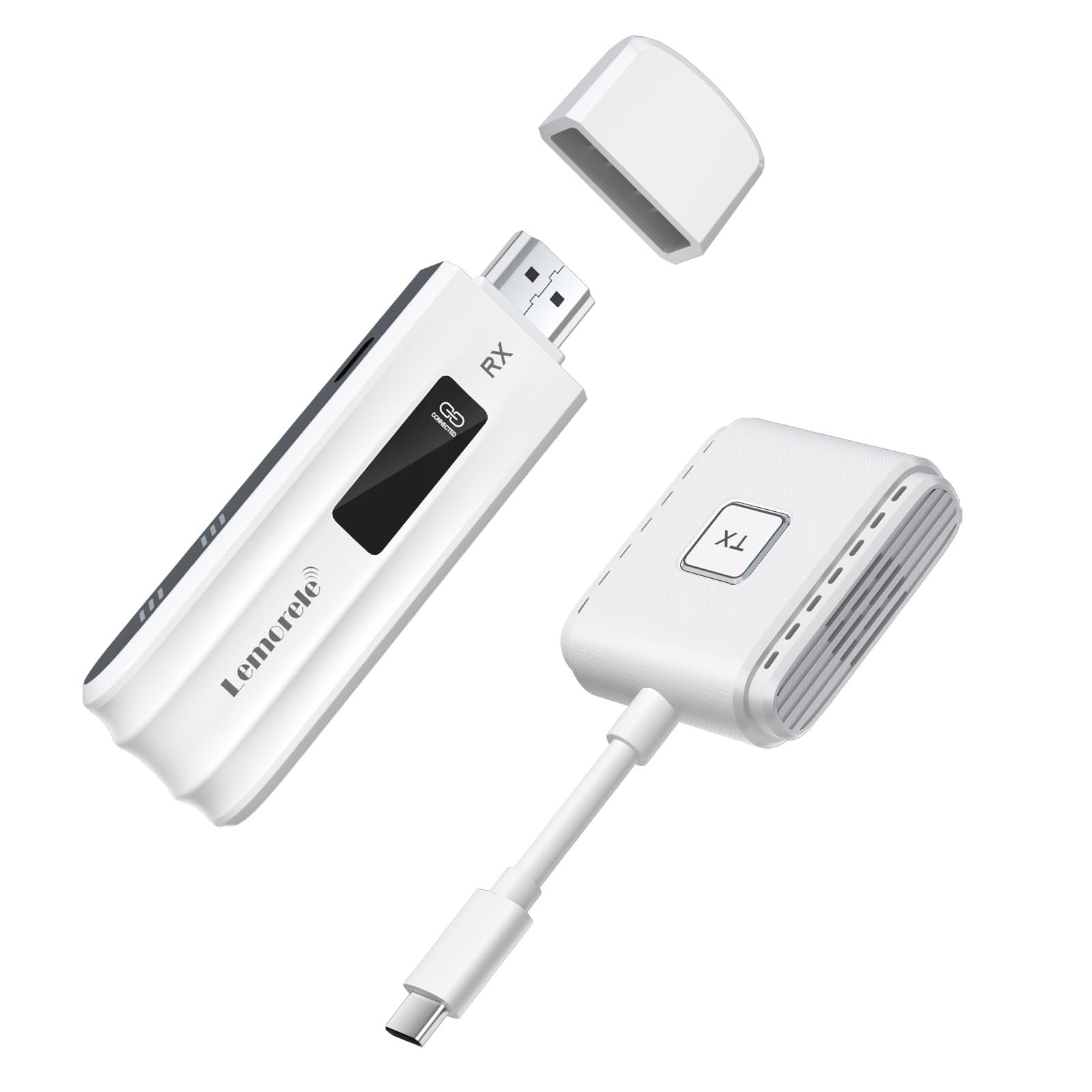 Lemorele Wireless USB-C Transmitter & HDMI Receiver Kit - Plug & Play USB-C to HDMI Wireless Extender with 2.4/5G Dual Band, 164ft Range & 1080P Full HD - Stream Video & Audio from Phone/Laptop to TV/Monitor for Home Theater, Gaming & Office Presentations