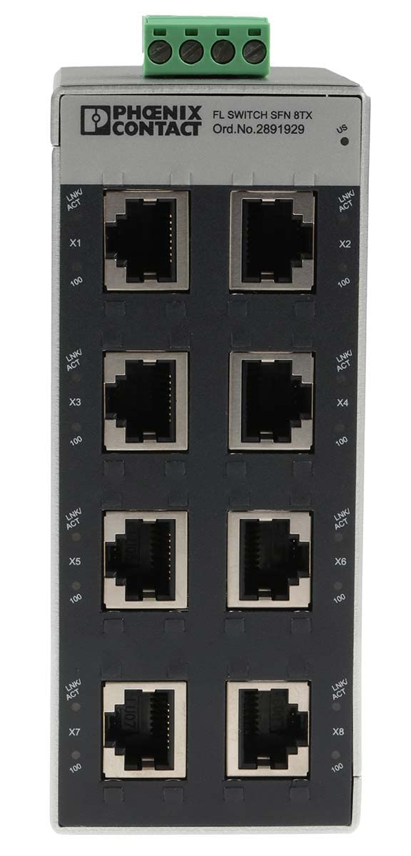 Phoenix Contact 2891929 FL Switch SFN 8TX - 8-Port Industrial Ethernet Switch for Reliable Network Connectivity | Perfect for Factory Automation & Harsh Environments