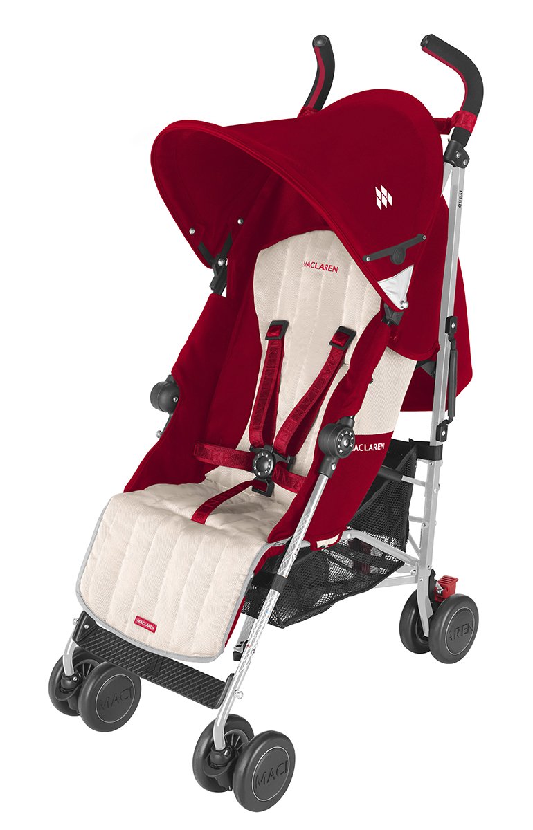 Maclaren Quest Stroller - Lightweight Umbrella Stroller for Travel & Everyday Use - Compact Fold, Adjustable Canopy - Scarlet/Wheat - Perfect for City Walks, Shopping & Air Travel