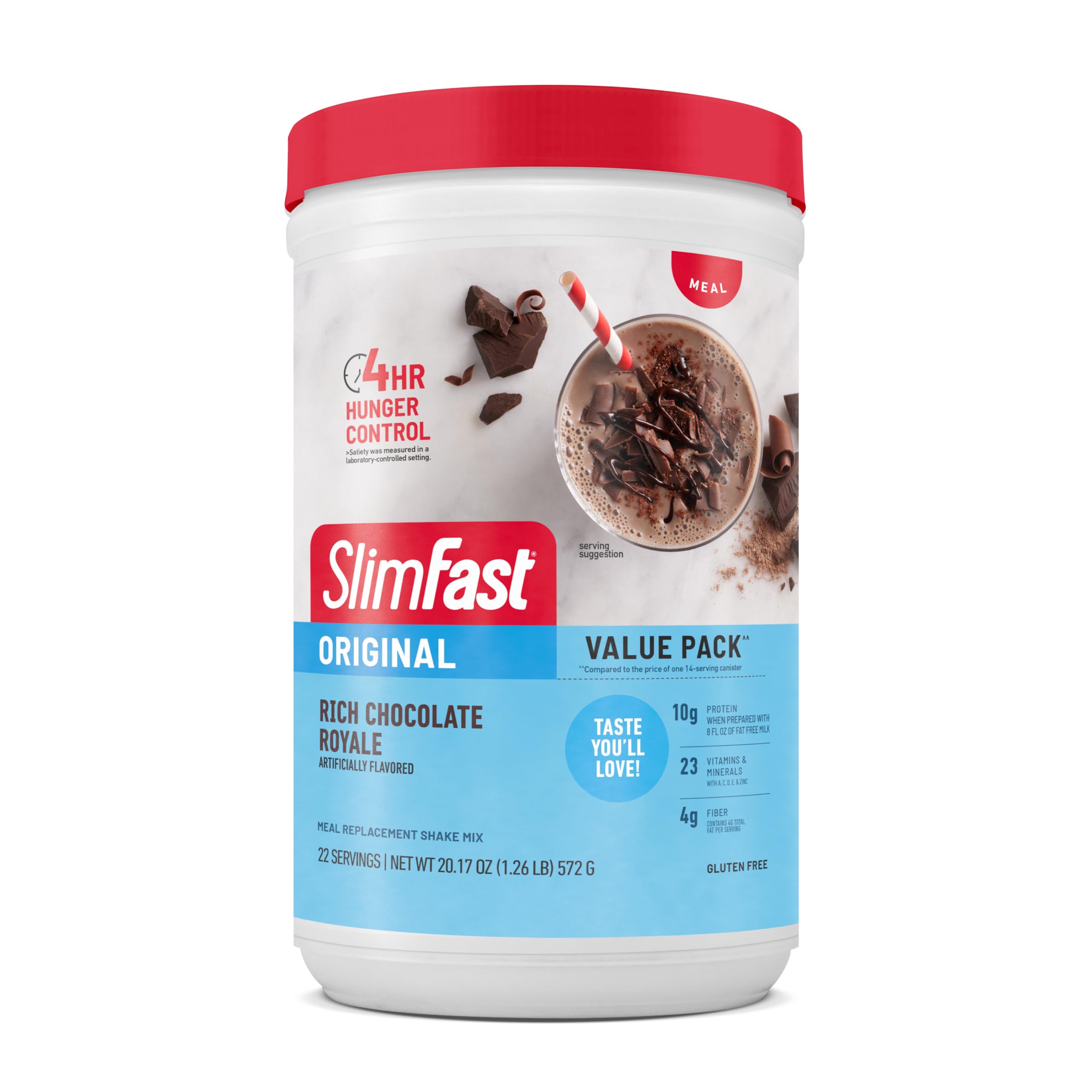 SlimFast Meal Replacement Shake Powder - Original Rich Chocolate Royale, 10g Protein, 22 Servings (Packaging May Vary) | Weight Loss & Healthy Breakfast Solution for Busy Lifestyles