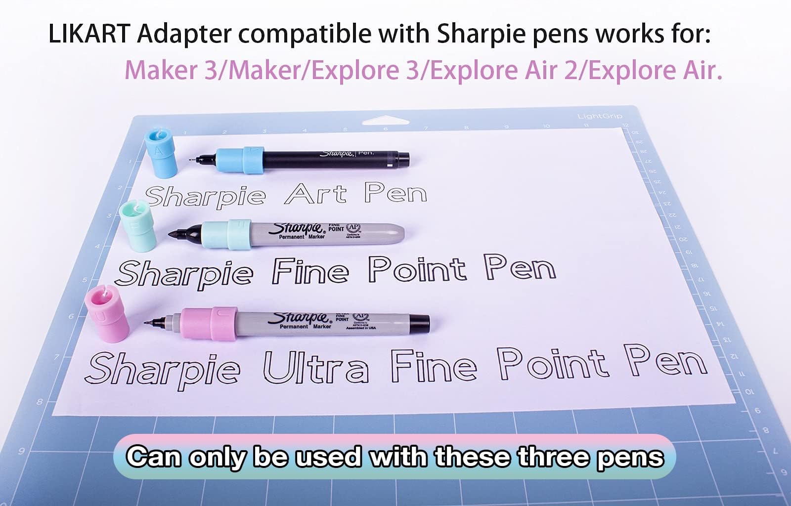 6 Pack Fine Point (0.4mm) Pen Adapter Set for Cricut Maker 3/Maker/Explore 3/Air 2/Air - Compatible with Sharpie Permanent & Felt Tip Markers - Perfect for DIY Crafts, Vinyl Cutting & Scrapbooking Projects
