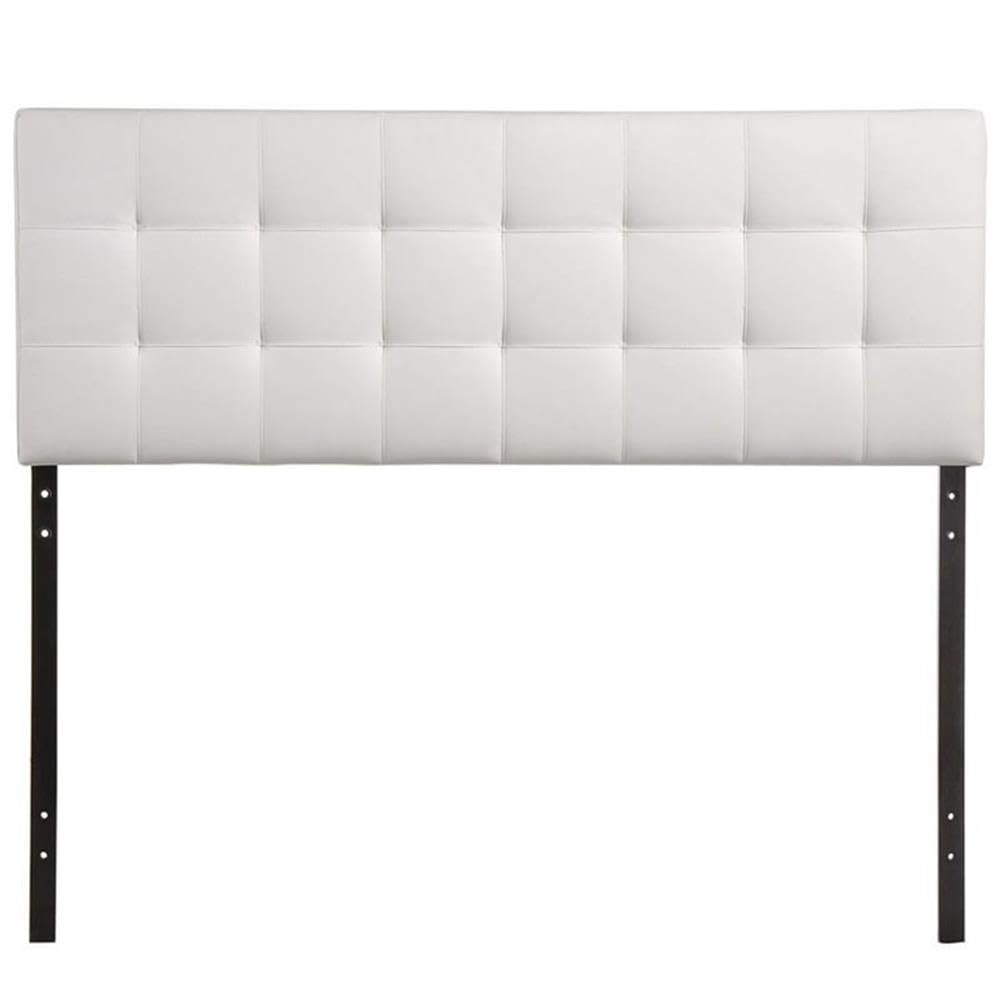 Rosebery Kids Tufted Faux Leather Upholstered Full Headboard in White - Perfect for Children's Bedroom Decor & Nursery Design