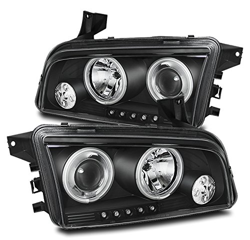 CCFL Halo LED Projector Headlights for 2006-2010 Dodge Charger - Black Housing, High Performance Lighting Upgrade - Perfect for Night Driving & Custom Car Styling