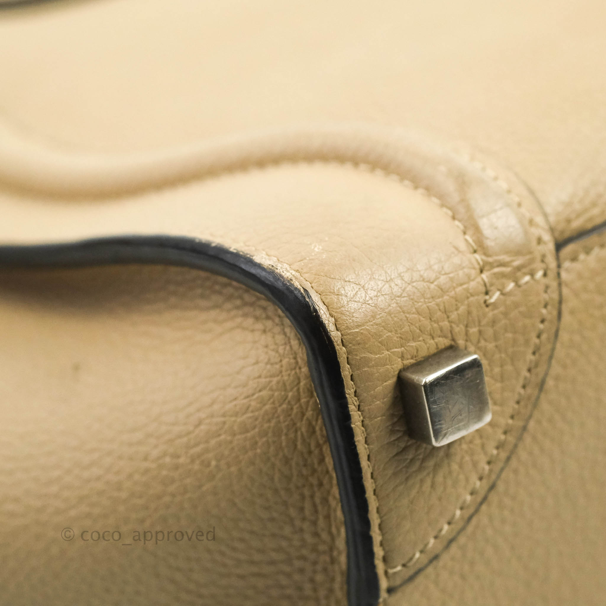 Celine Micro Luggage Handbag in Dune Grained Calfskin Leather - Luxury Crossbody Bag for Women, Perfect for Work, Travel & Everyday Use