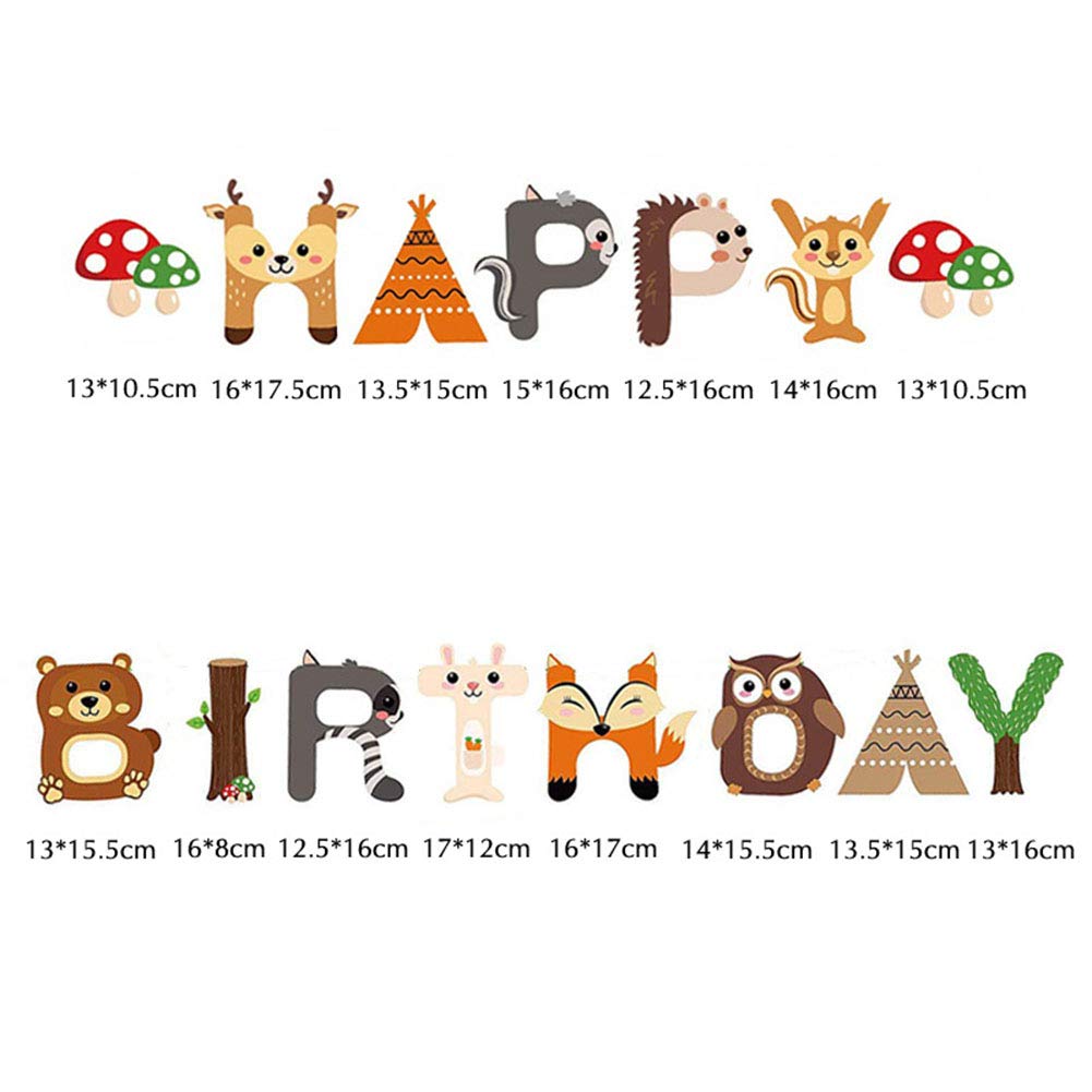 Woodland Birthday Party Decorations - Forest Animal Bunting Garland & Happy Birthday Banner for Kids, Boys & Girls - Perfect for Woodland Themed Parties, Baby Showers & Nursery Decor