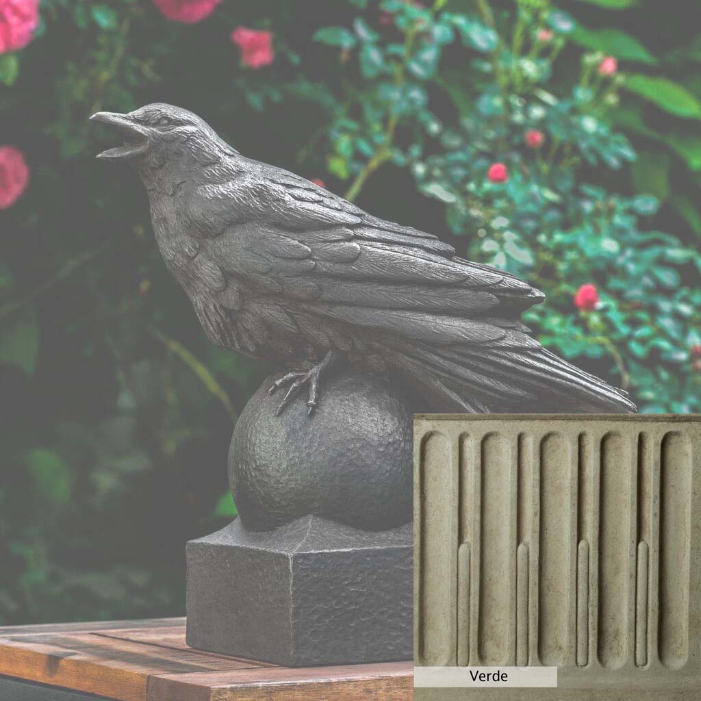 Campania International Corvus Statue - Handcrafted Garden Decor, Roman-Inspired Outdoor Statue for Patio, Yard & Landscape Design