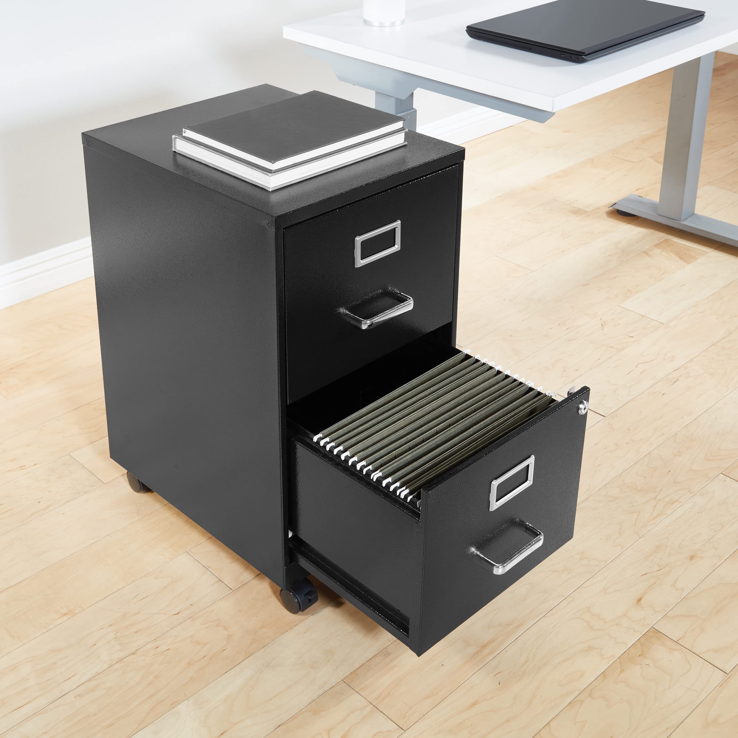 OSP 2-Drawer Mobile Locking Metal File Cabinet - Black, Secure Storage for Office, Home, or Classroom Documents & Supplies