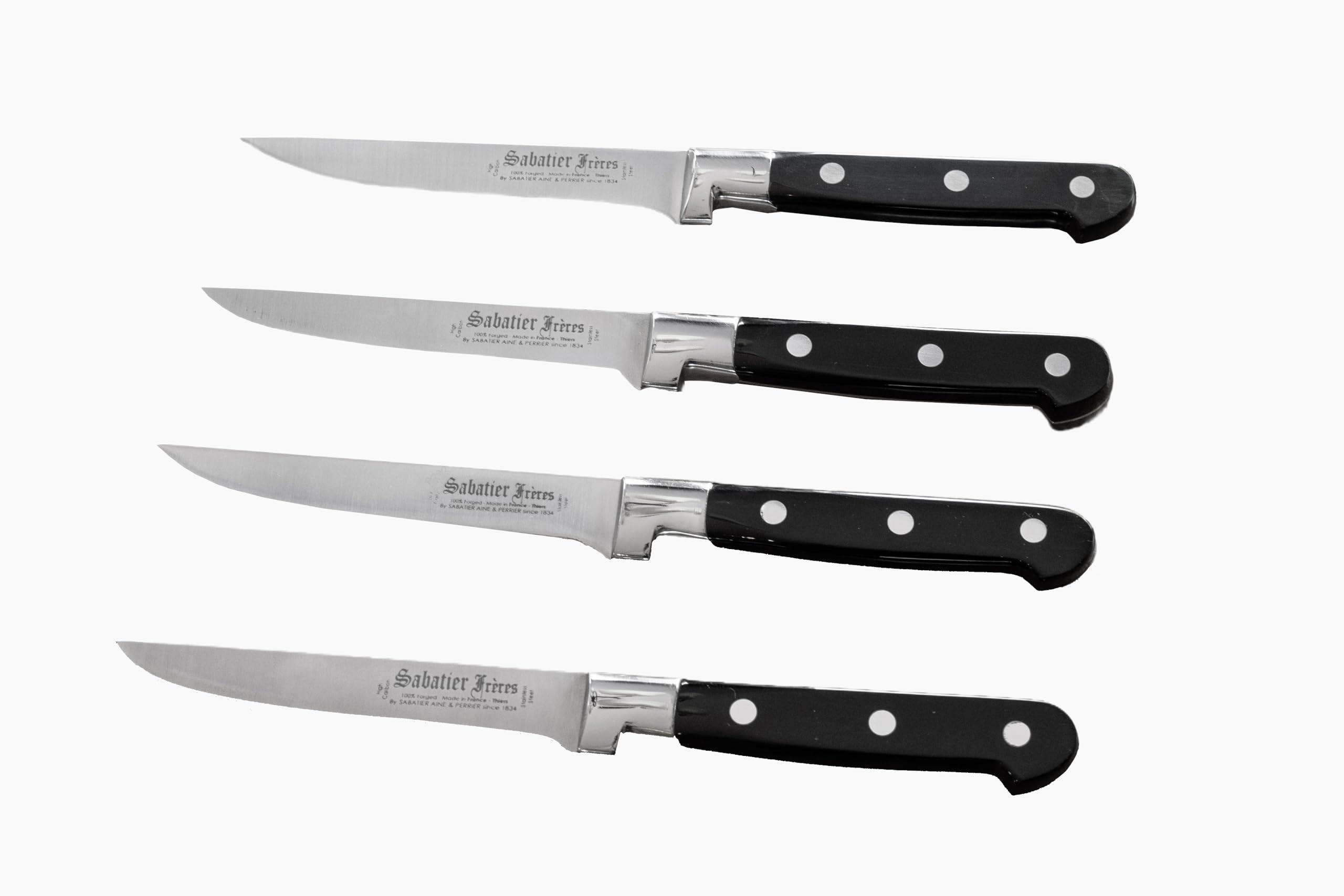 Premium Prince Gastronome Sabatier Steak Knife Set - 4-Piece High-Quality French Steak Knives in Elegant Wooden Gift Box, Handcrafted in Thiers France Since 1834 - Perfect for Steak Dinners, BBQ Parties & Gourmet Dining Experiences