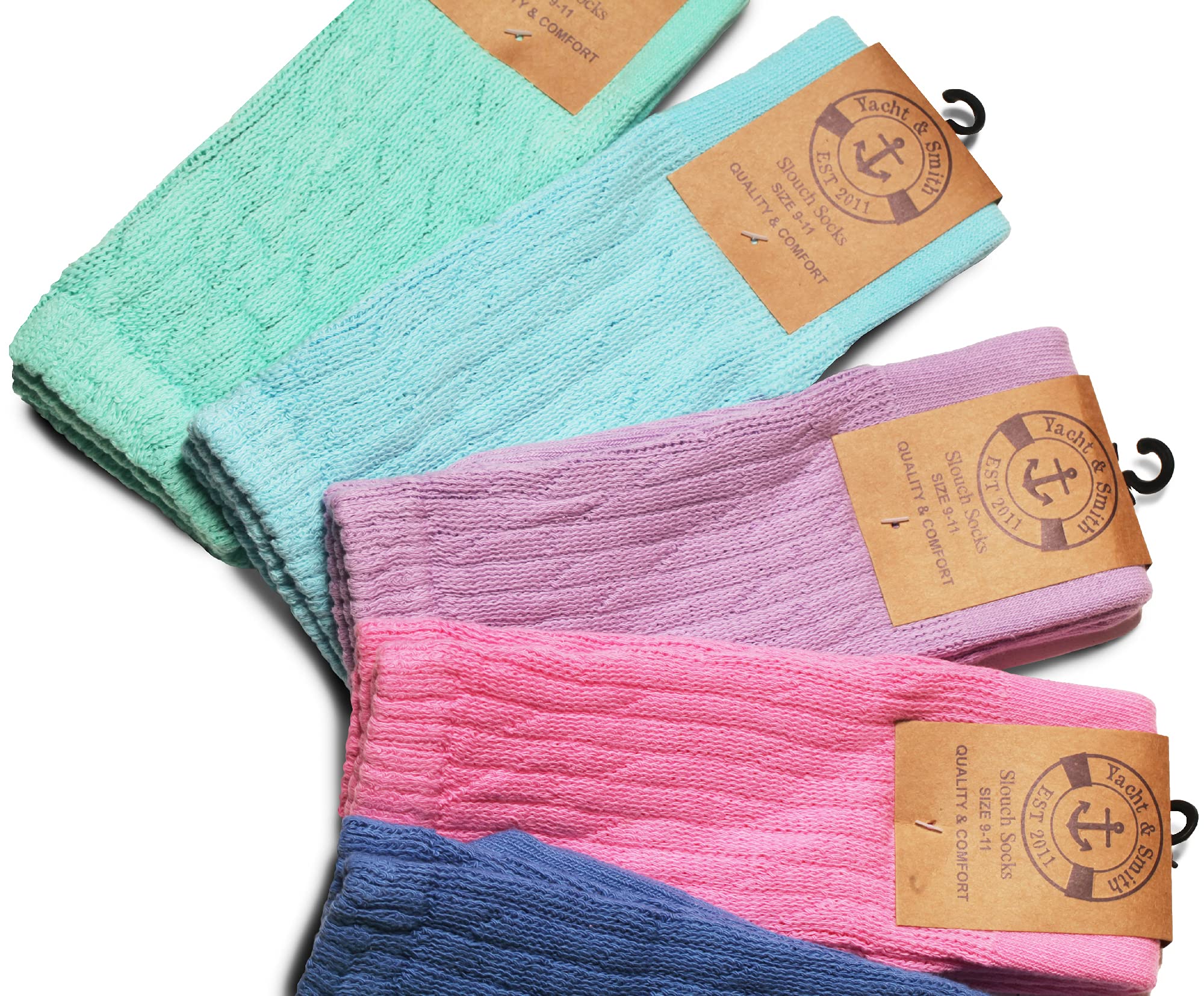 Yacht & Smith 120 Pack Women's Cotton Slouch Socks - Knee High Boot Socks for Women - Soft & Comfortable Crew Socks for Everyday Wear, Winter, Fall & Boot Season