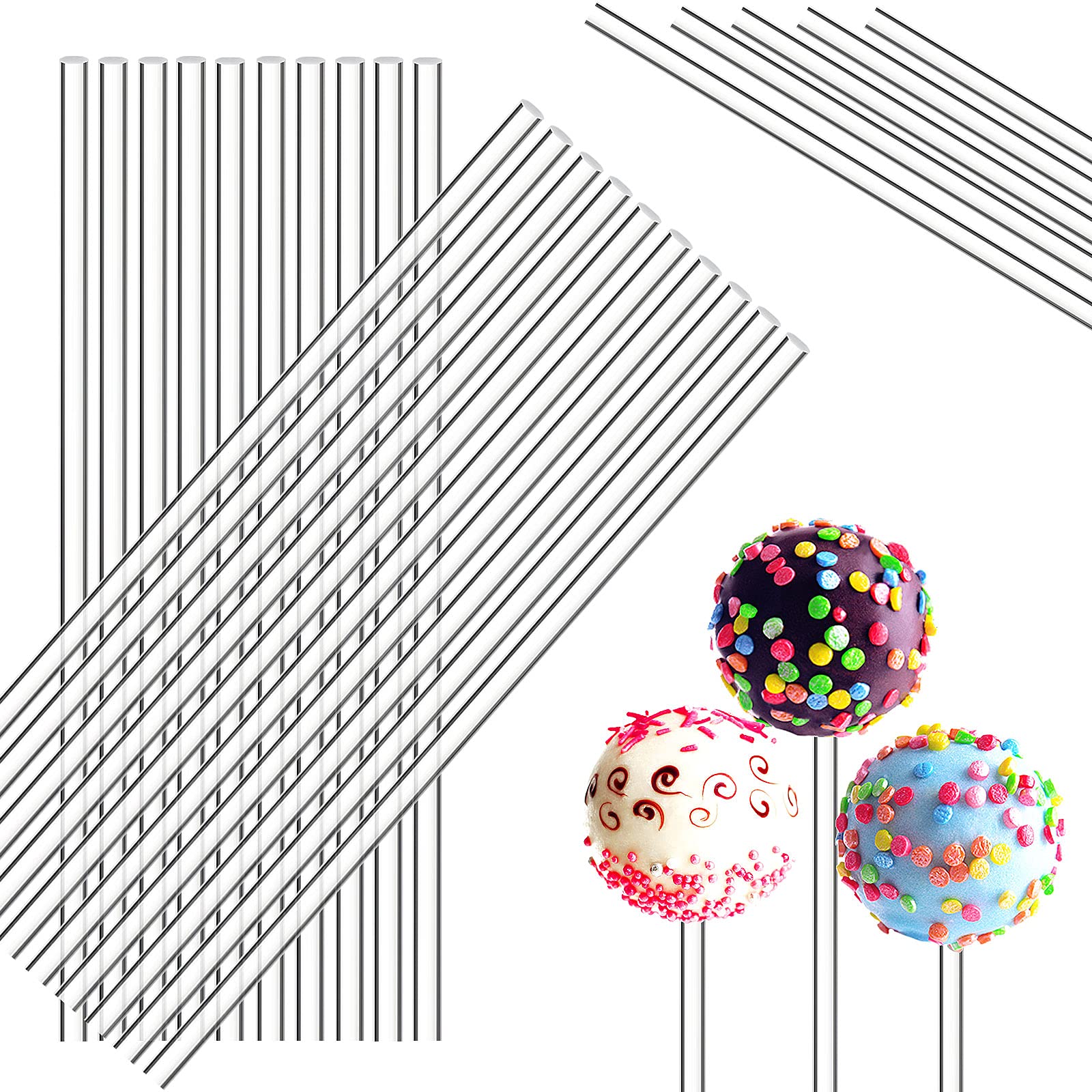 Zopeal 200-Pack Clear 4-Inch Acrylic Lollipop Sticks for Cake Pops, Candy Treats & Desserts | Perfect for Wedding Favors, Halloween, Christmas Baking, Chocolate Cookies & DIY Party Decorations