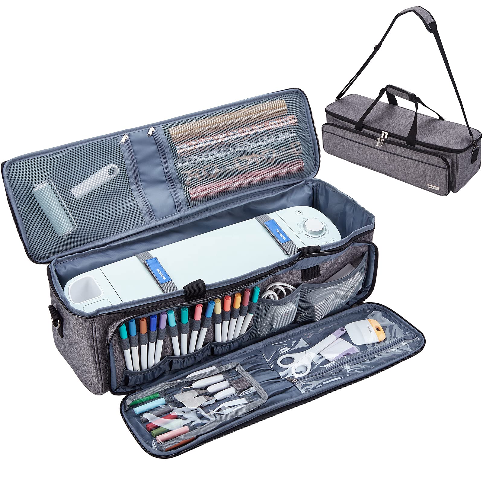 NICOGENA Carrying Case for Cricut Explore Air 2 & Maker - Large Multi-Pocket Storage for Tools, Accessories & Supplies (Gray) - Perfect for Crafting, Scrapbooking & DIY Projects On-The-Go