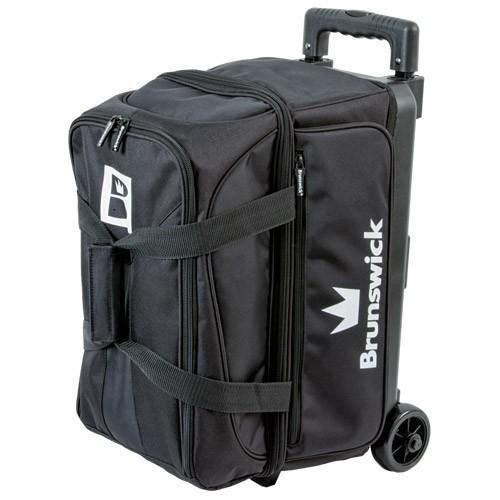 Brunswick Blitz Double Roller Black Bowling Bag - Durable & Spacious for Bowling Balls, Shoes & Accessories | Perfect for League Play & Tournaments