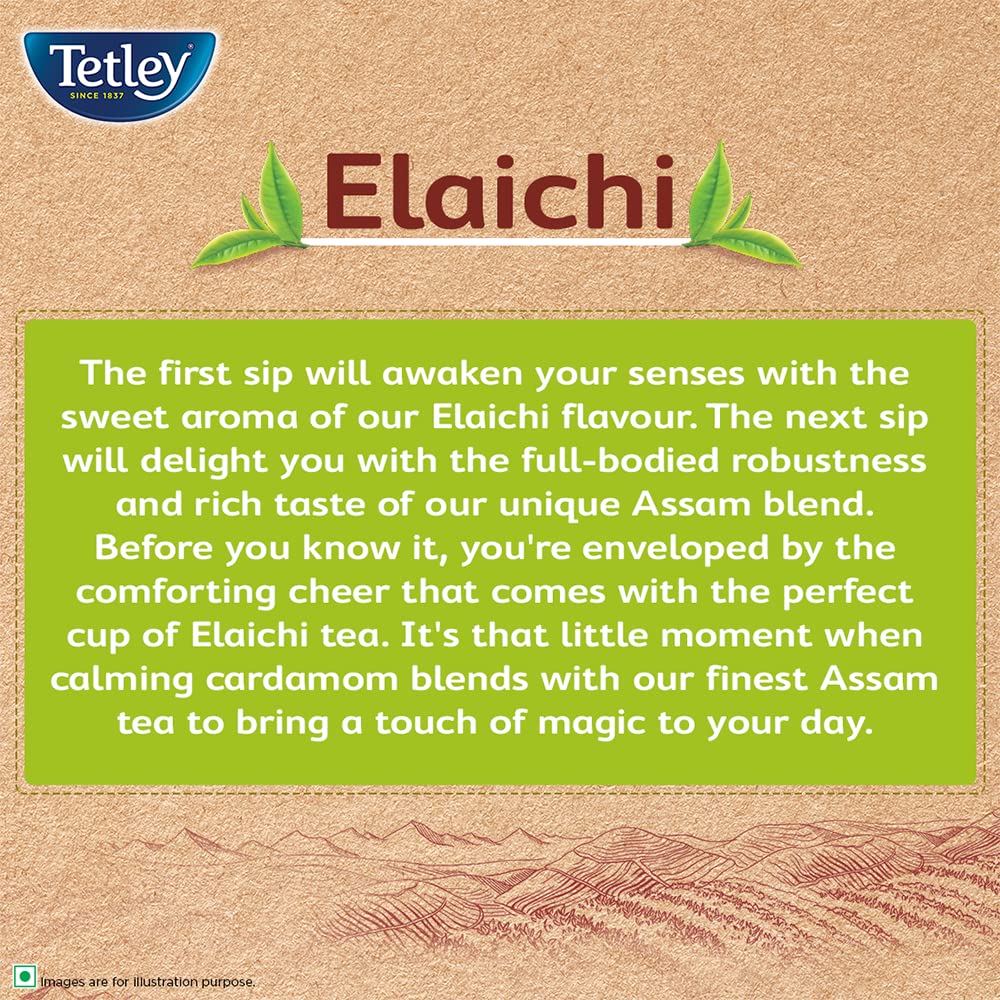 Tetley Elachi Flavor Tea Bags - 50 Count | Premium Cardamom Infused Black Tea | Perfect for Relaxation, Afternoon Tea & Gifting