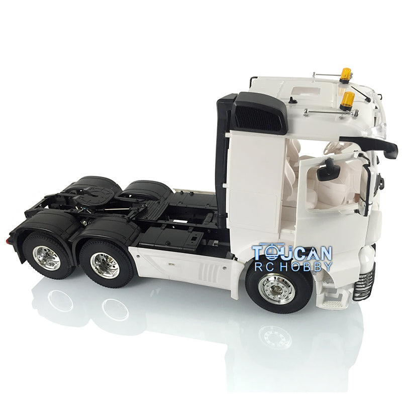 1/14 Scale 6x4 Unpainted RC Tractor Truck Kit with 3 Axles & 35T Motor - DIY Radio Controlled Hobby Model Car for Off-Road Racing, Construction Simulation, and Collector Display