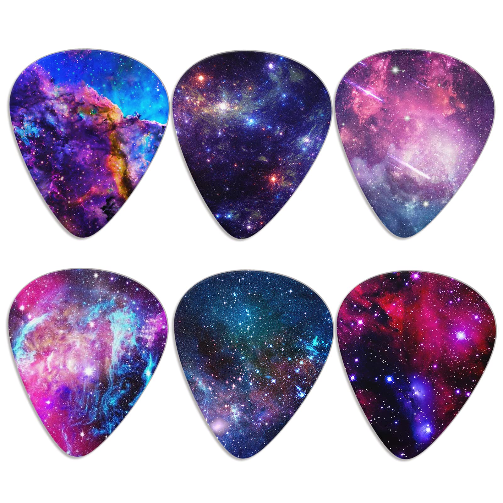 KEIAHUAN 0.96mm Heavy Guitar Picks - 6 Pack Triangle Plectrums for Bass, Acoustic & Electric Guitars | Durable Starry Design for Professional Musicians & Beginners | Perfect for Stage Performances, Studio Recording & Practice Sessions