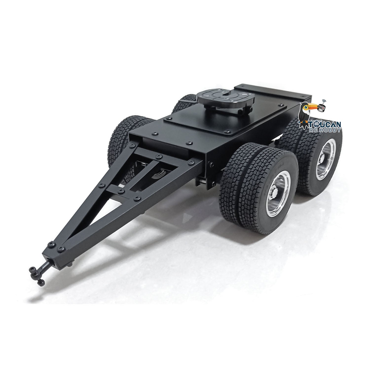 1/14 Scale Metal RC Trailer with 2 Axles & Fifth Wheel for LESU Remote Control Truck - DIY Construction Vehicle Model for Hobbyists | Perfect for Off-Road Play & Display Collections