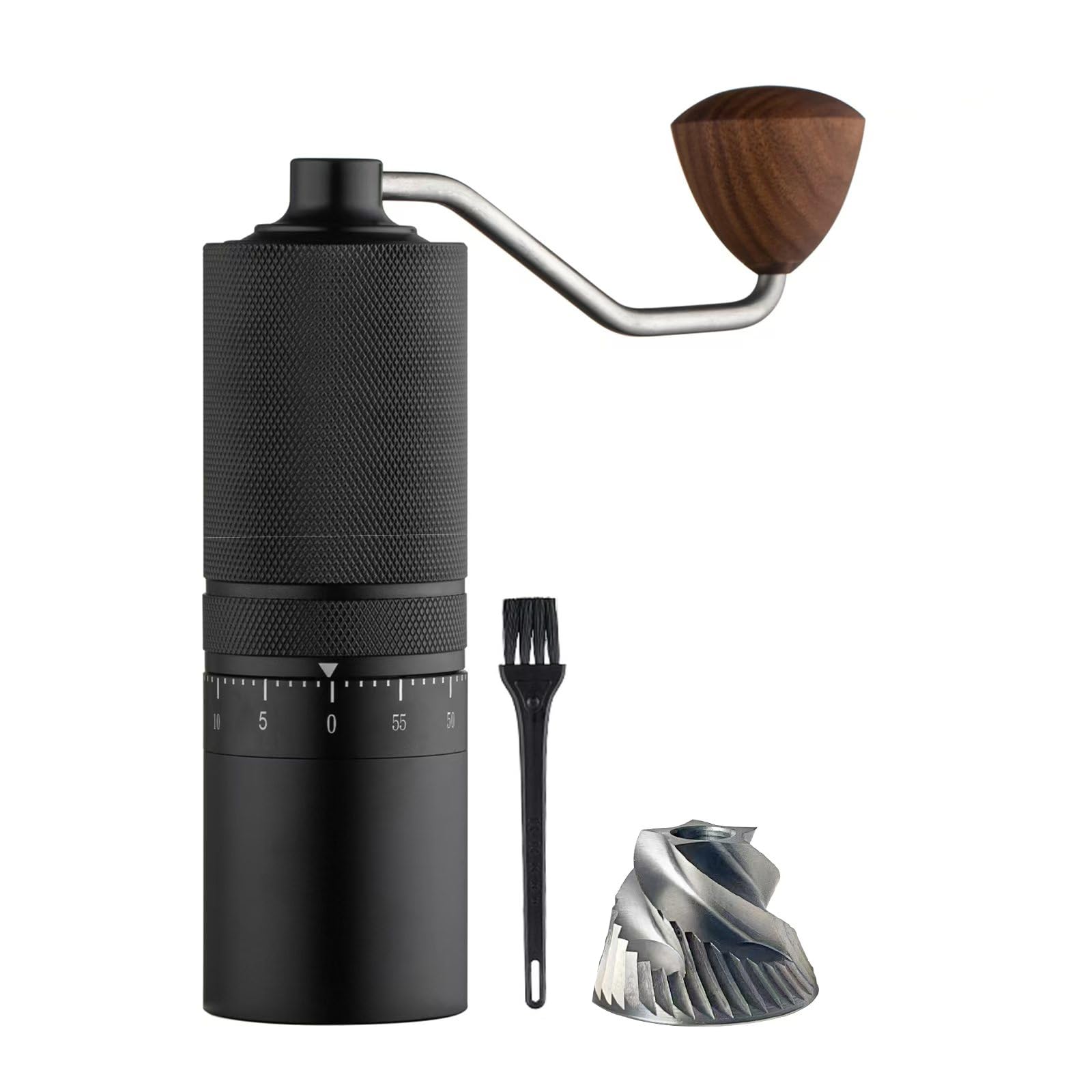 Premium Manual Coffee Grinder - Adjustable Stainless Steel Burr with Reticulate Design for Espresso, French Press & Pour Over | Perfect for Home, Office, Travel & Camping | Durable Black Coffee Mill