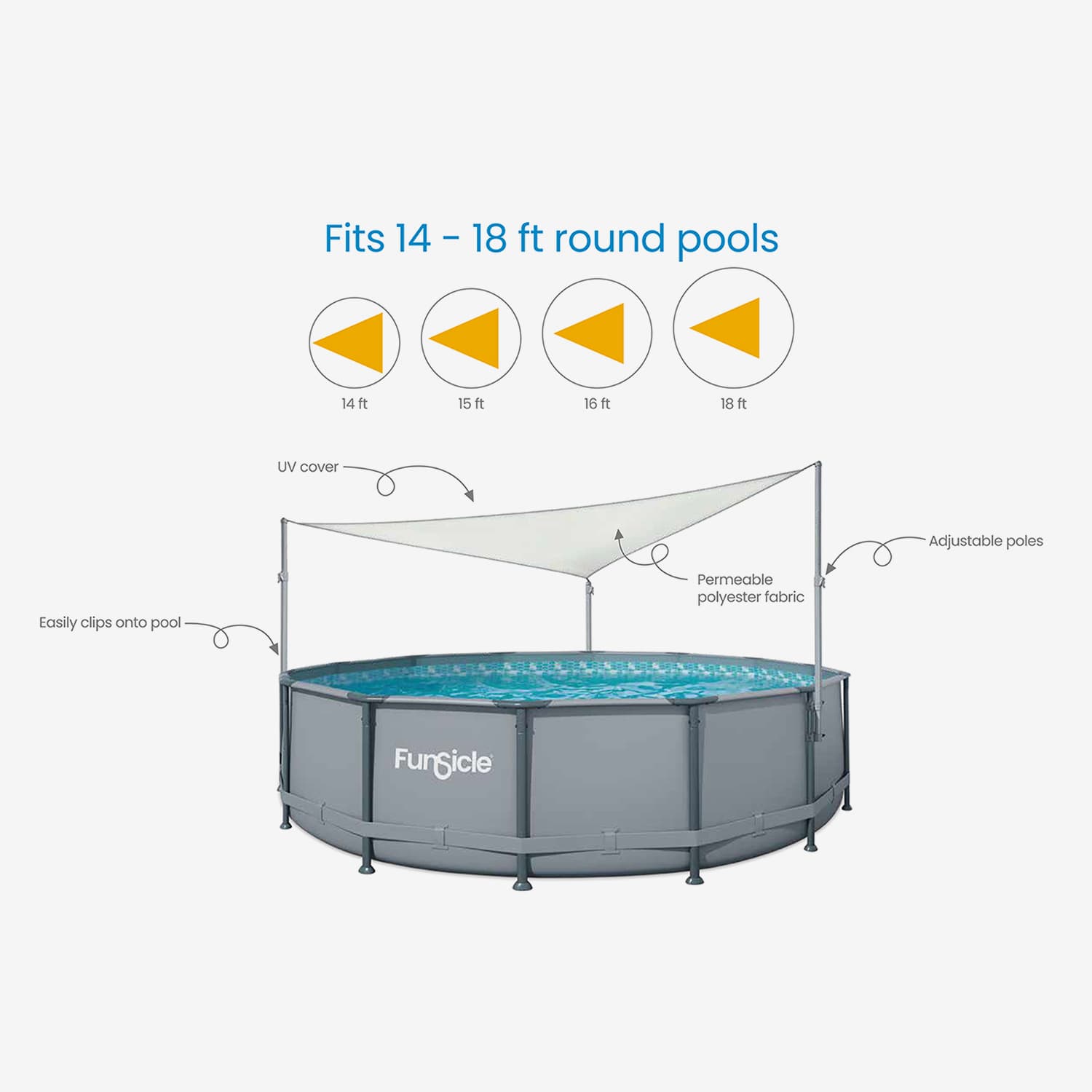 Funsicle Pool Canopy - UV Protection Sun Shade for Outdoor Swimming Pools, Beach & Backyard Relaxation | Easy Setup & Portable Design