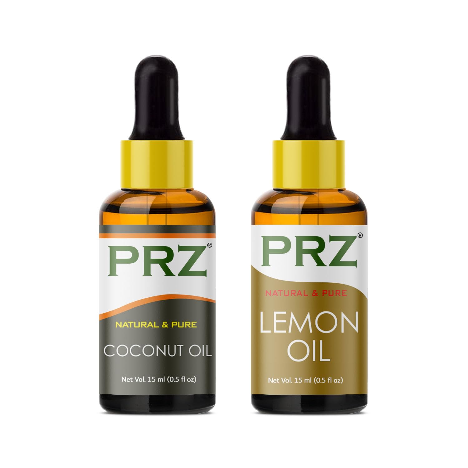 100% Pure Cold Pressed Coconut Oil, Olive Carrier Oil & Lemon Essential Oil Combo - Natural Therapeutic Grade for Aromatherapy, Body Massage, Skin & Hair Care (15ml Each) | Perfect for DIY Beauty Recipes, Relaxation & Home Spa Treatments
