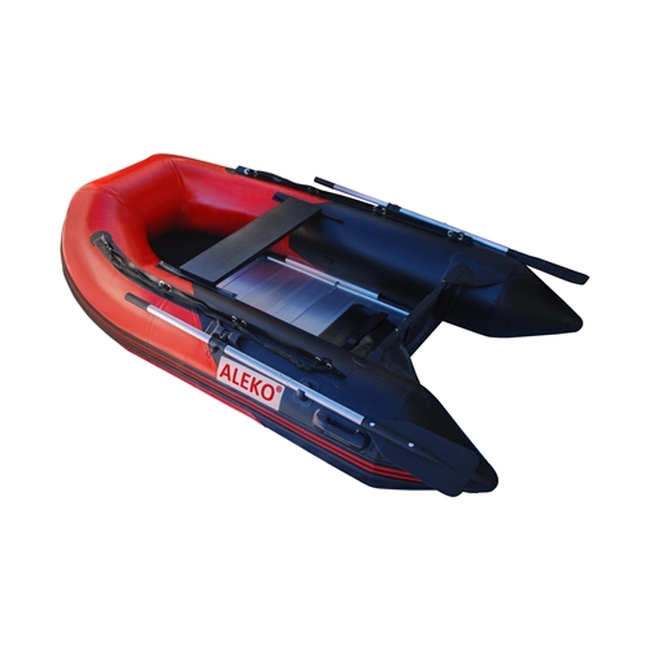 Aleko 8.4 ft Inflatable Boat with Aluminum Floor - Red & Black Dinghy for Fishing, Boating & Water Sports