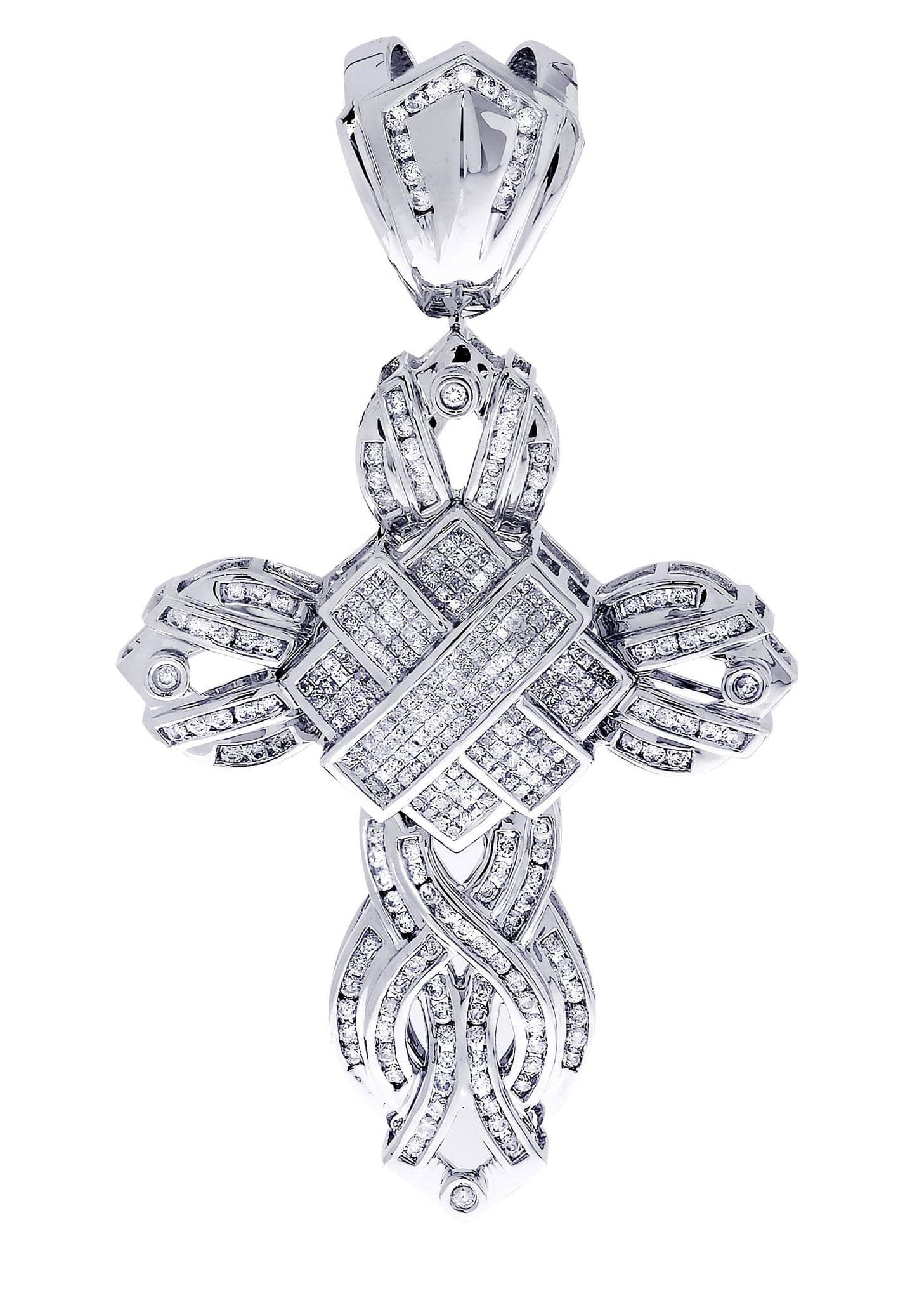 3.26 Carat Diamond Cross Pendant Necklace - 23.84 Grams Solid Gold Religious Jewelry for Women - Perfect for Baptism, First Communion & Special Occasions