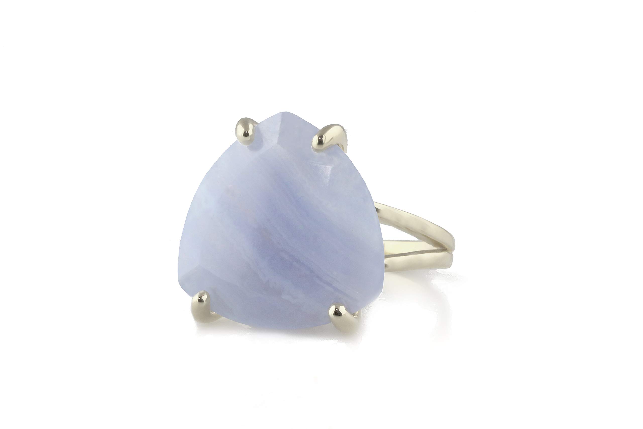 14k Gold Handmade Anemone Jewelry Lace Agate Cocktail Ring - Elegant Statement Ring for Women, Perfect Gift with Jewelry Box - Ideal for Parties, Weddings & Stacking