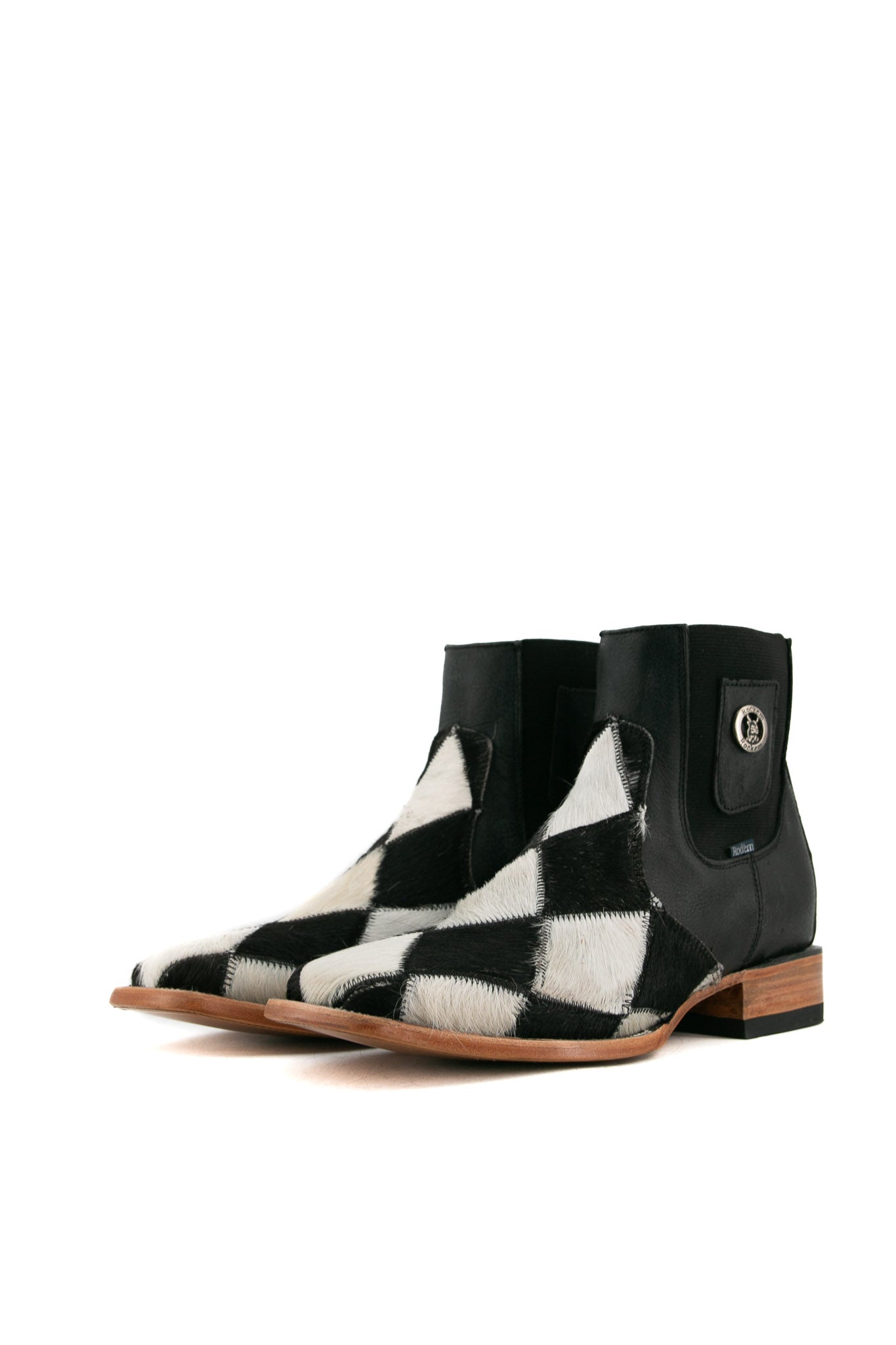 Men's Cowhide Patchwork Square Toe Ankle Boots - Size 9.5 - Comfortable & Stylish Western Boots for Casual Wear, Outdoor Activities & Country Fashion