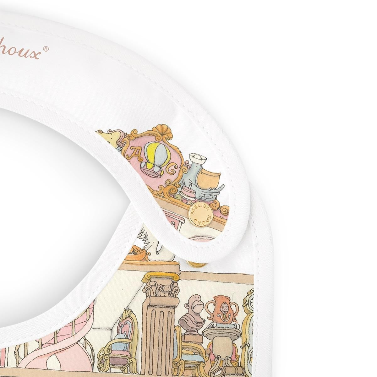 Atelier Choux Satin Bib Dollhouse - Premium Baby Bib for Girls & Boys - Soft & Stylish Feeding Accessory - Perfect for Mealtime, Playtime & Photo Shoots