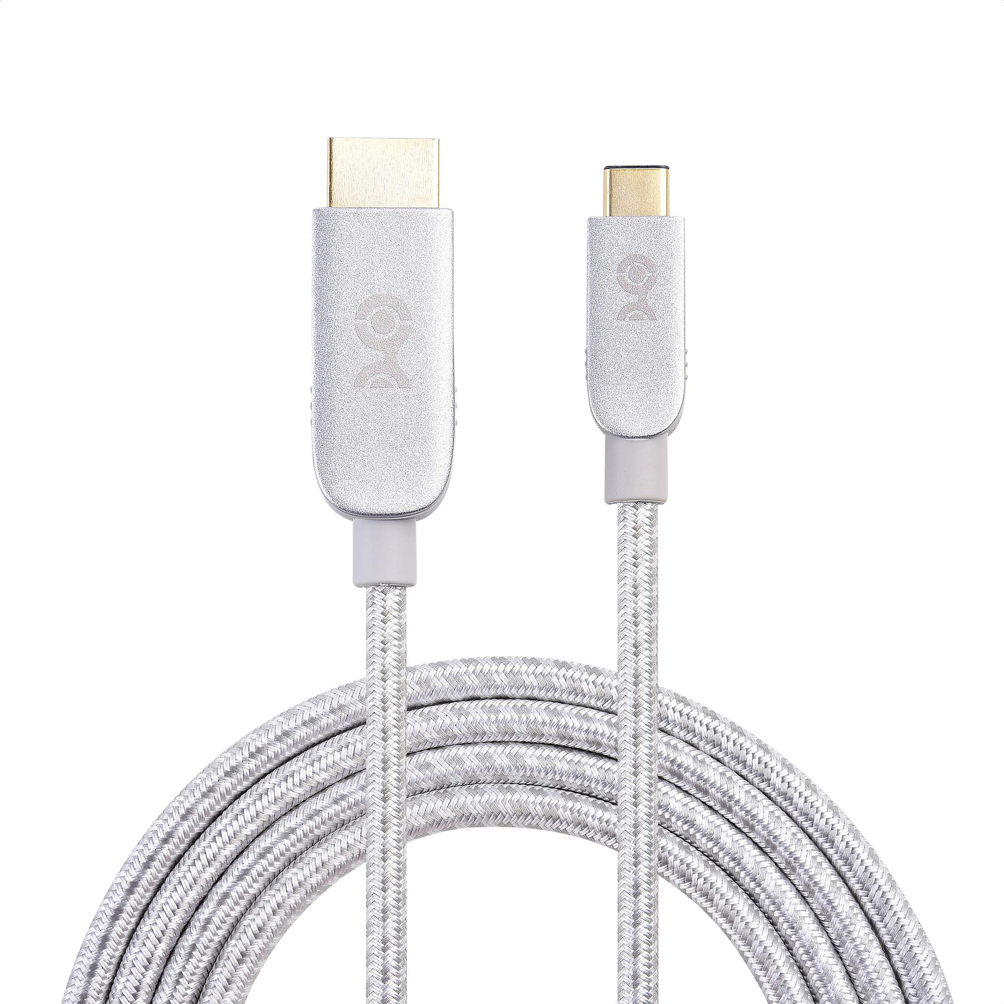 Premium USB-C to HDTV Cable 6ft (4K@60Hz, 3D, Audio) - Frosty Silver | Fast Charging & Video Sync for MacBook, iPad, Samsung TV | Home Theater & Office Setup