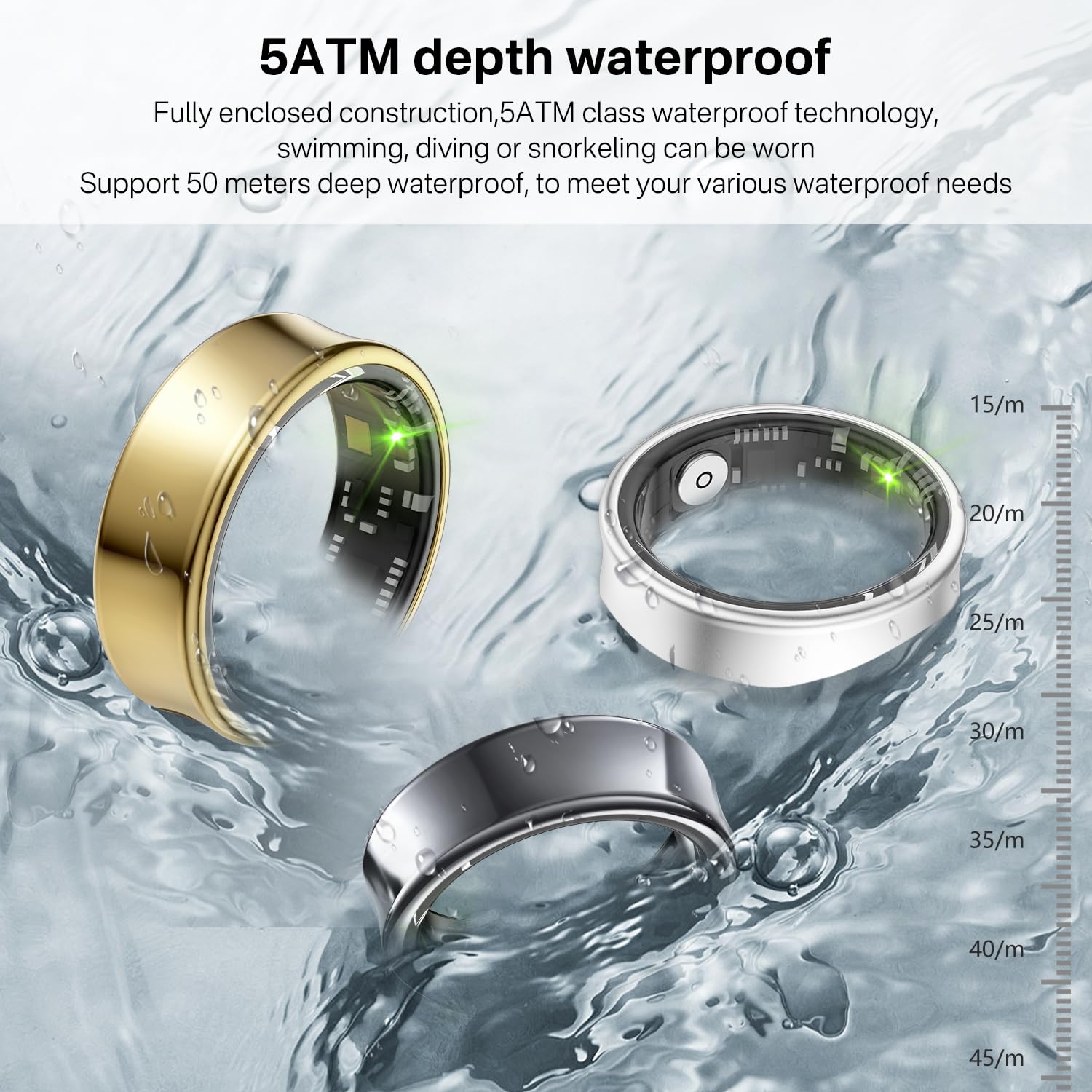 Titanium Alloy Smart Ring for Men & Women - Health & Fitness Tracker with Heart Rate Monitor, Hand Gesture Control for TikTok, No App Subscription Needed (iOS/Android Compatible, Deep Gray, Size 7) - Perfect for Workouts, Sleep Tracking & Social Media Interaction