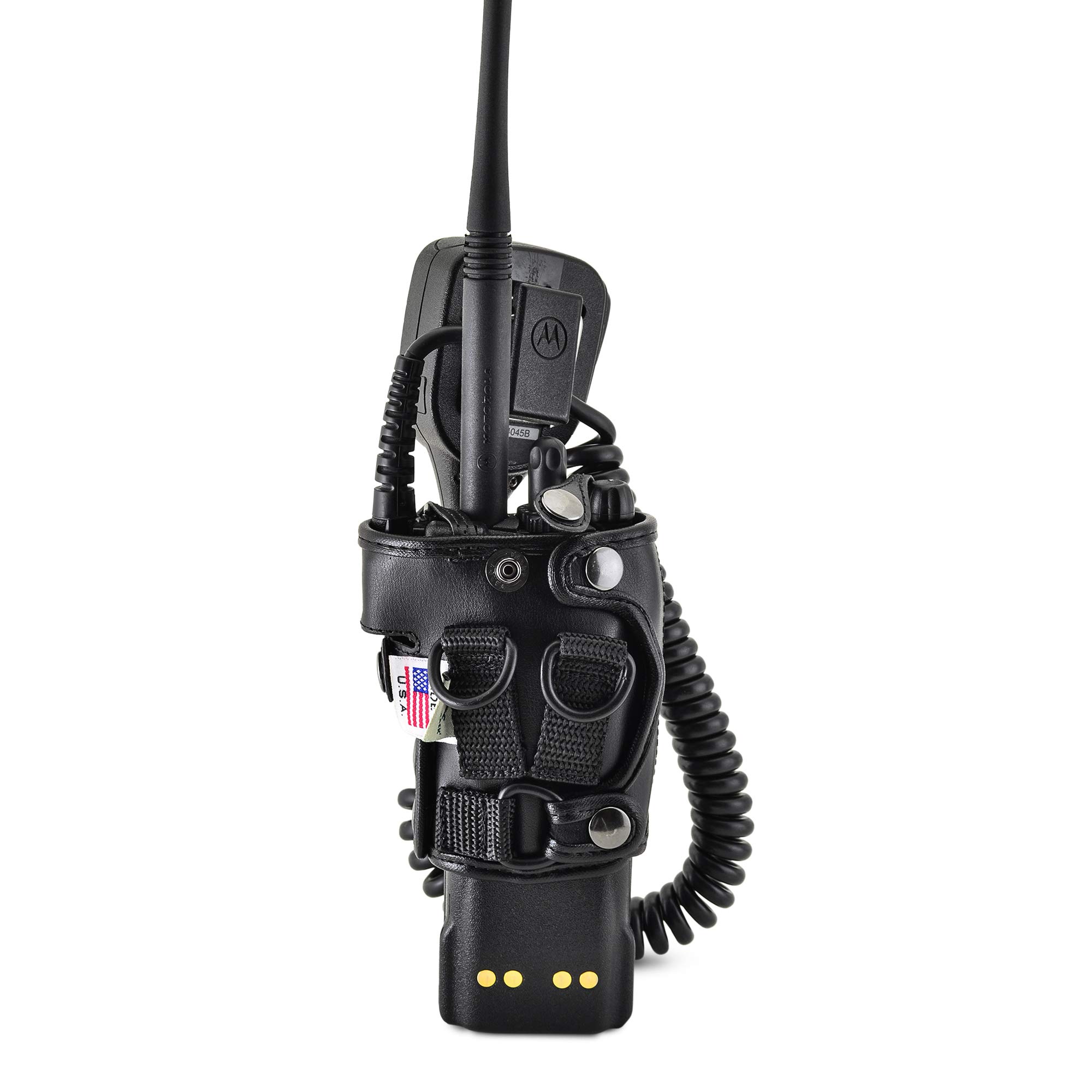 Motorola XTS2500 Radio Holster - Heavy Duty Black Leather Belt Case with D Rings for Fire, Police & Emergency Services | Secure Carry Holder for Models 1, 2 & 3 | Perfect for Duty Belts, Tactical Gear & Field Operations