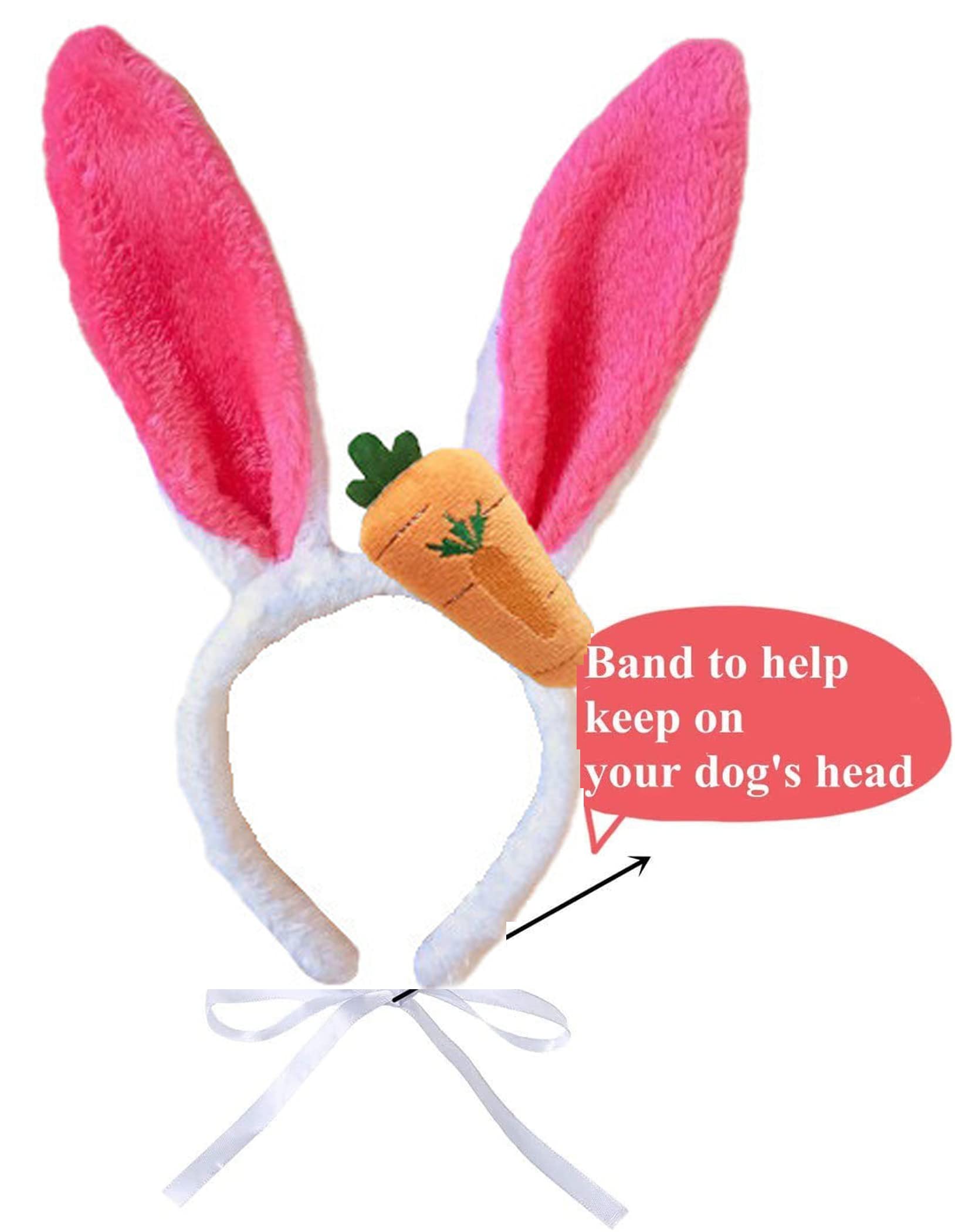 Easter Dog Bunny Ears & Bow Tie Set - Cute Pet Costume for Easter Photos, Parties & Holiday Celebrations