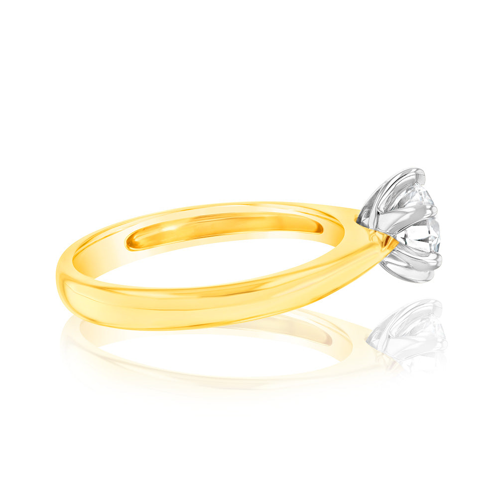 18ct Yellow Gold 0.80 Carat Diamond Solitaire Engagement Ring - 6 Prong Knife Edge Setting for Women - Perfect for Proposals, Anniversaries & Special Occasions