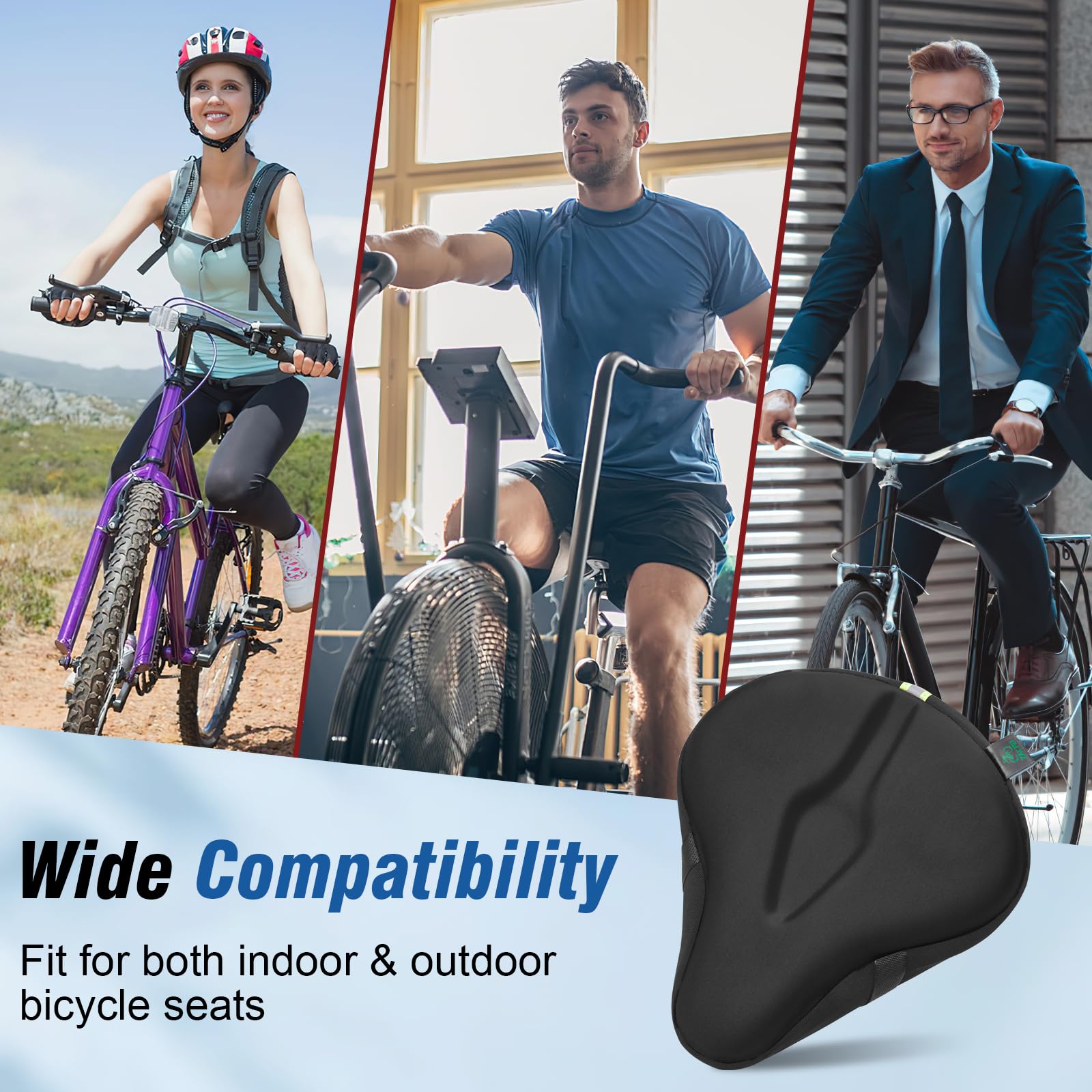 Zacro Gel Bike Seat Cushion - Extra Soft Comfortable Bicycle Seat Cover for Men & Women | Universal Fit for Peloton, Indoor & Outdoor Cycling | Perfect for Long Rides, Commuting & Exercise