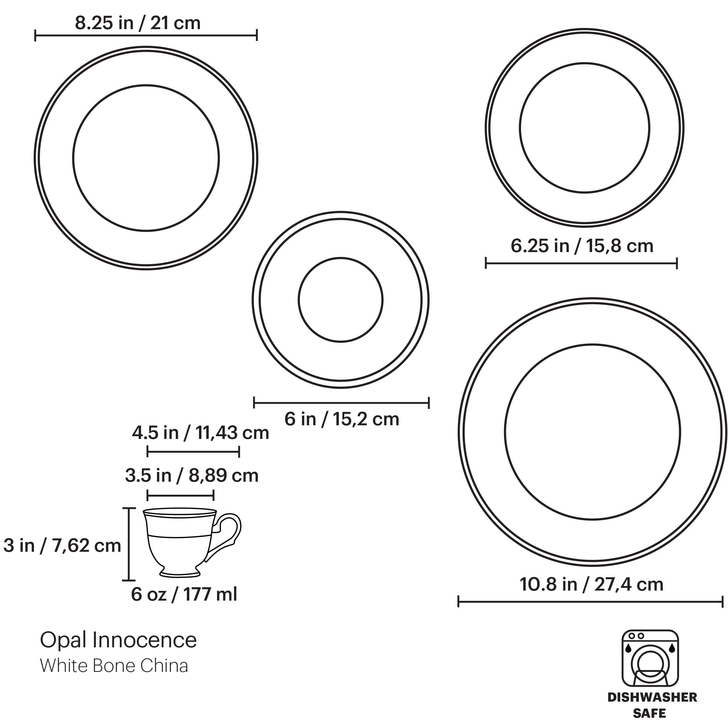 Lenox 5-Piece Opal Innocence White Dinnerware Set - Elegant Bone China Plates, Bowls & Cups for Formal Dining, Wedding Registry & Special Occasions