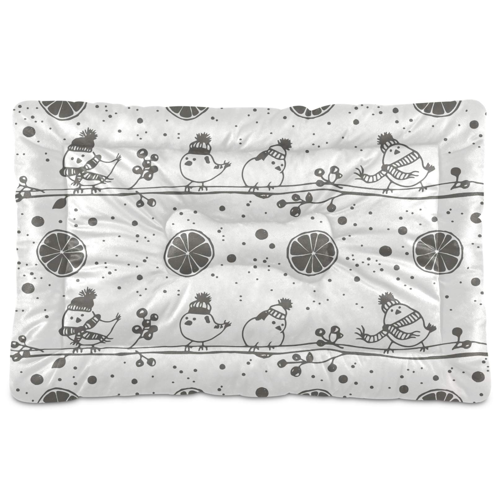 **Washable Dog Bed with Cute Bird Cartoon Pattern - Soft Crate Mat for Large, Medium & Small Dogs - 24x18 Inch Pet Pad (21000037) - Perfect for Crates, Kennels & Home Comfort**