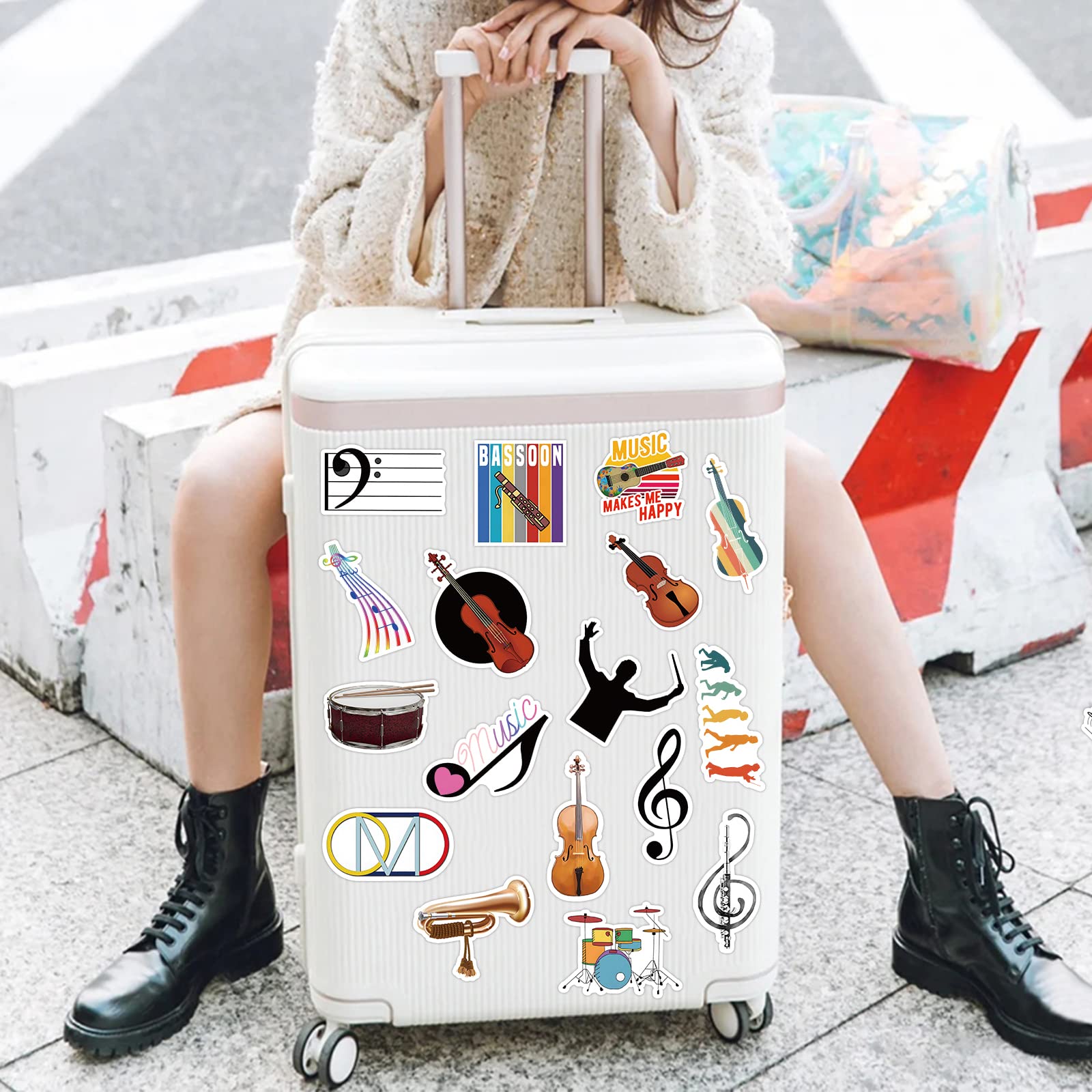 100Pcs Orchestral Stickers Pack - Vinyl Music Instrument Stickers for Kids & Teens - Waterproof Classical Music Aesthetic Decals for Water Bottles, Laptops, Hydroflasks, Guitars, Violins - Perfect for School, Music Class, Band Practice & DIY Projects