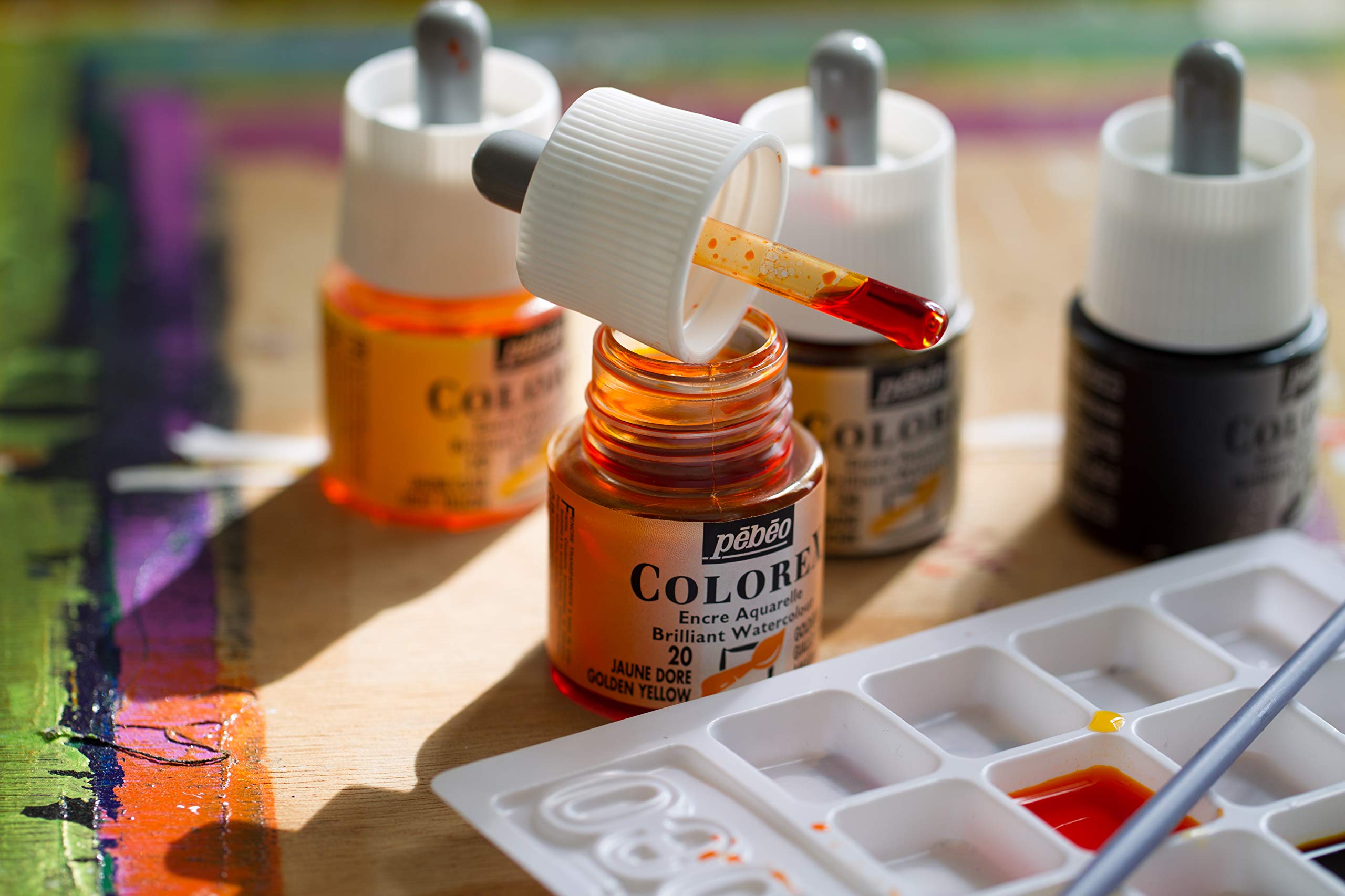 Pebeo Colorex Watercolor Ink - 45ml Bottle with Dropper (Silver) | Premium Artist Paint for Calligraphy, Illustration & Mixed Media Art Projects