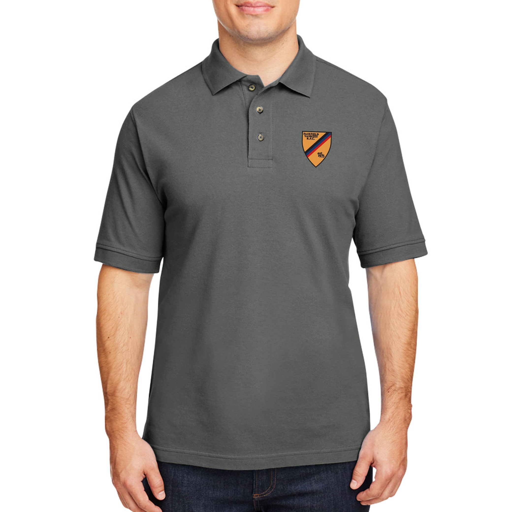 Fairfield Yankees RFC Ringspun Cotton Polo Shirt - Men's Breathable & Comfortable Performance Polo for Golf, Casual Wear & Sports