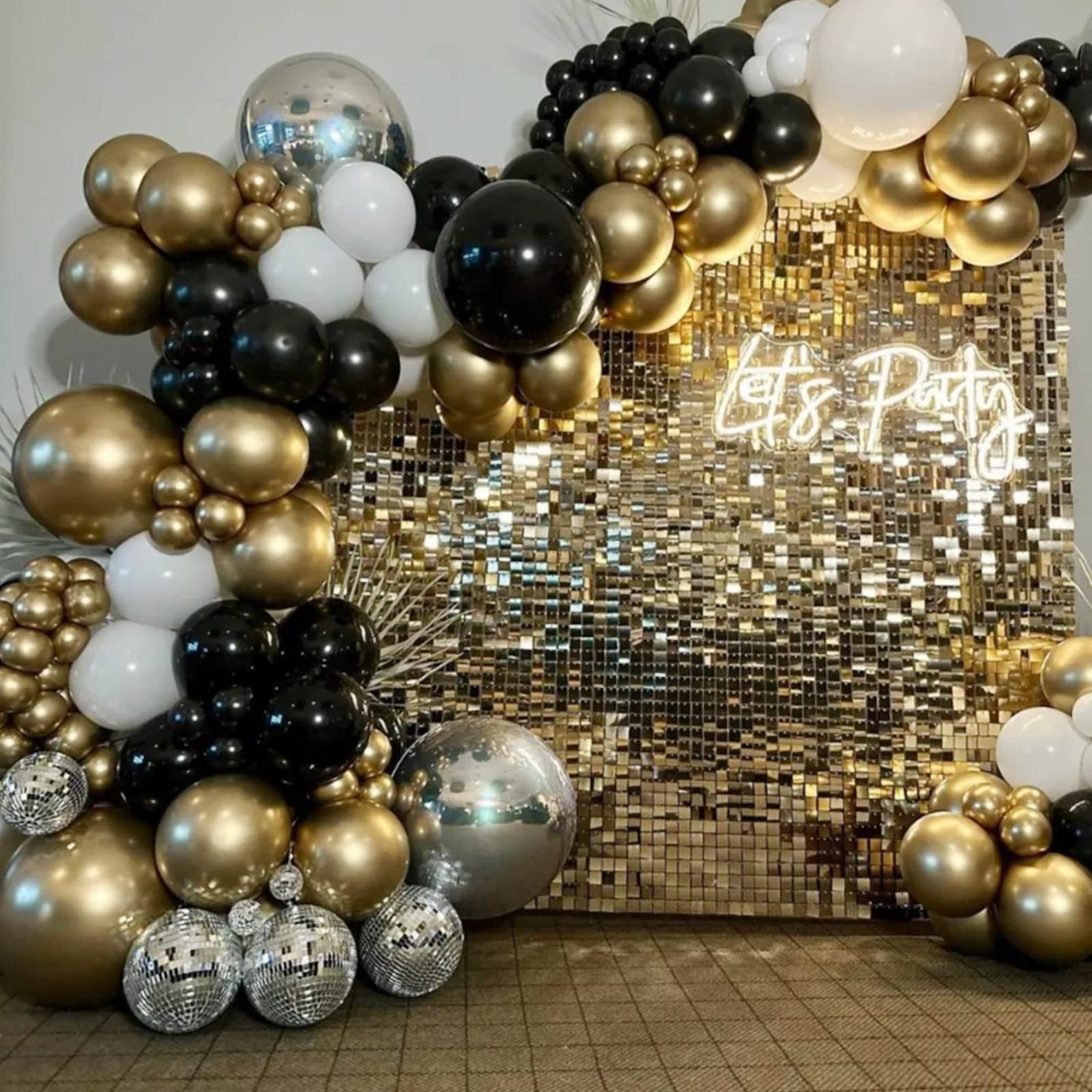120PCS Black White Gold Balloons Garland Arch Kit with Confetti Balloons - Elegant Party Decor for Graduation, Birthday, Wedding, Baby Shower & New Year Celebrations | Perfect for Photo Backdrops, Ceiling Decor & Event Centerpieces