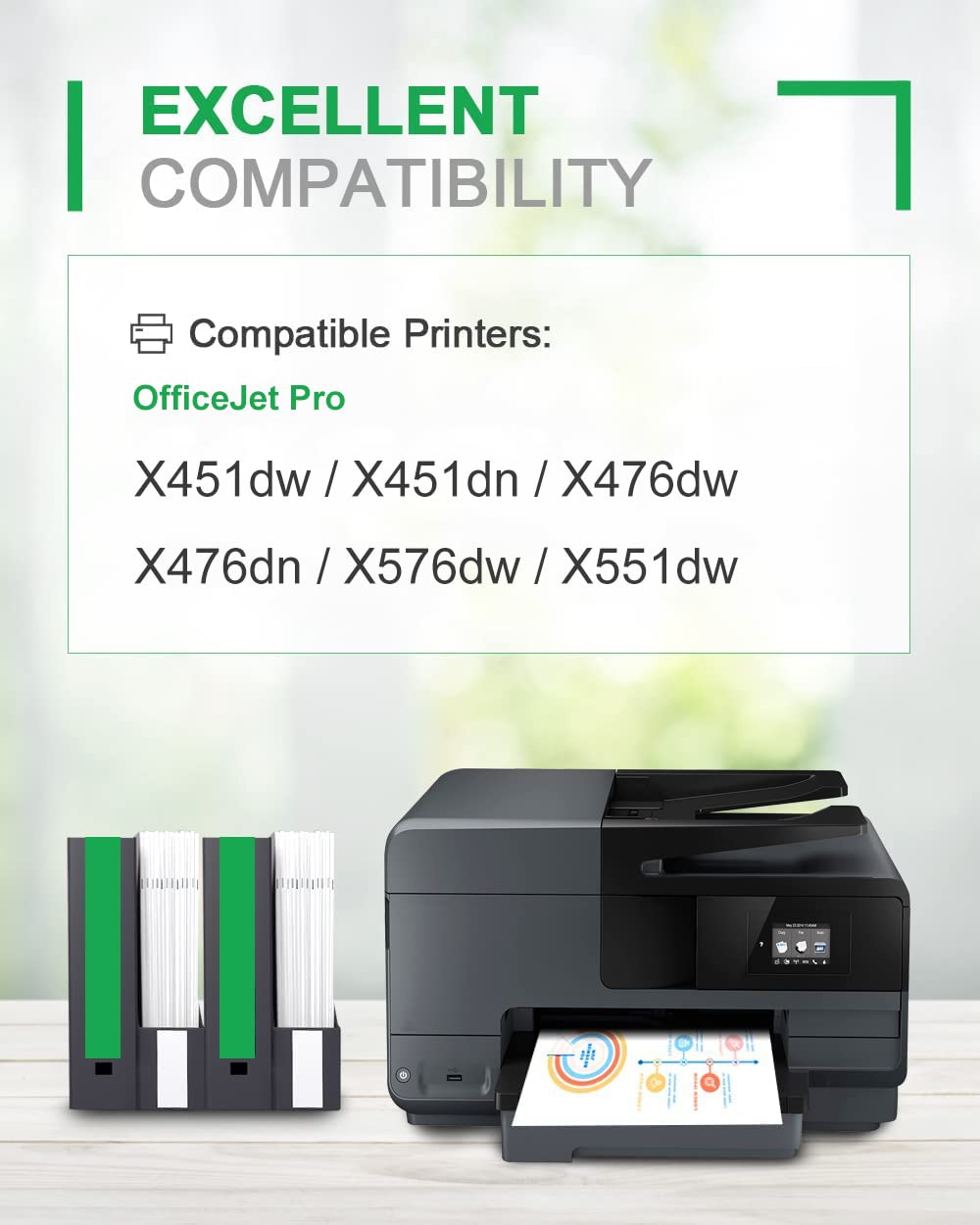 HP 970XL 971XL Compatible Ink Cartridges (4 Pack) - Replacement for HP 970 971 XL, Works with HP OfficeJet Pro X576dw X451dn X451dw X476dw X476dn X551dw Printers - Ideal for Home Office & High-Volume Printing