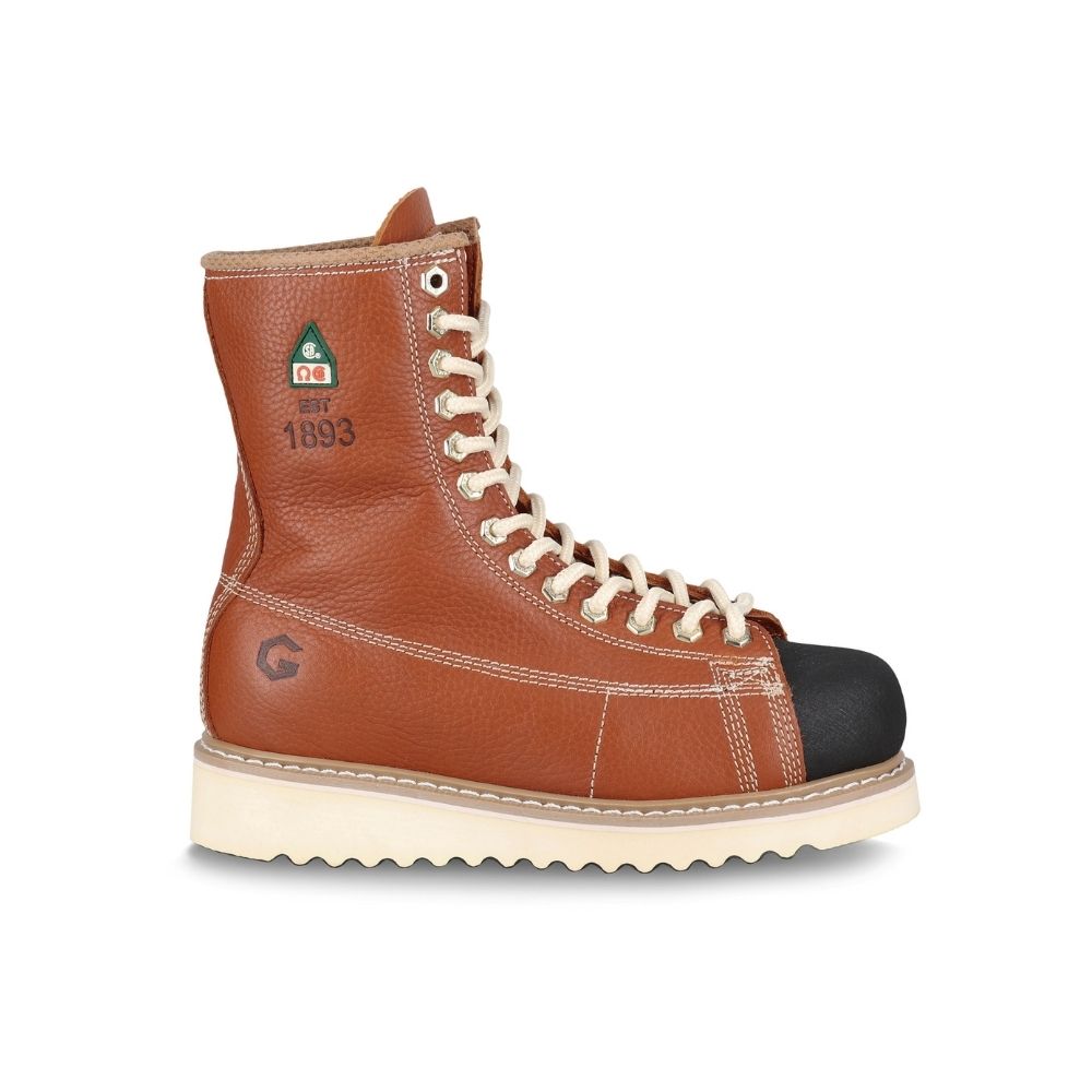 JB Goodhue Ironworker Men's 8 Steel Toe Work Boots - Tan 00801 - Durable Safety Shoes for Construction, Warehouse & Outdoor Work
